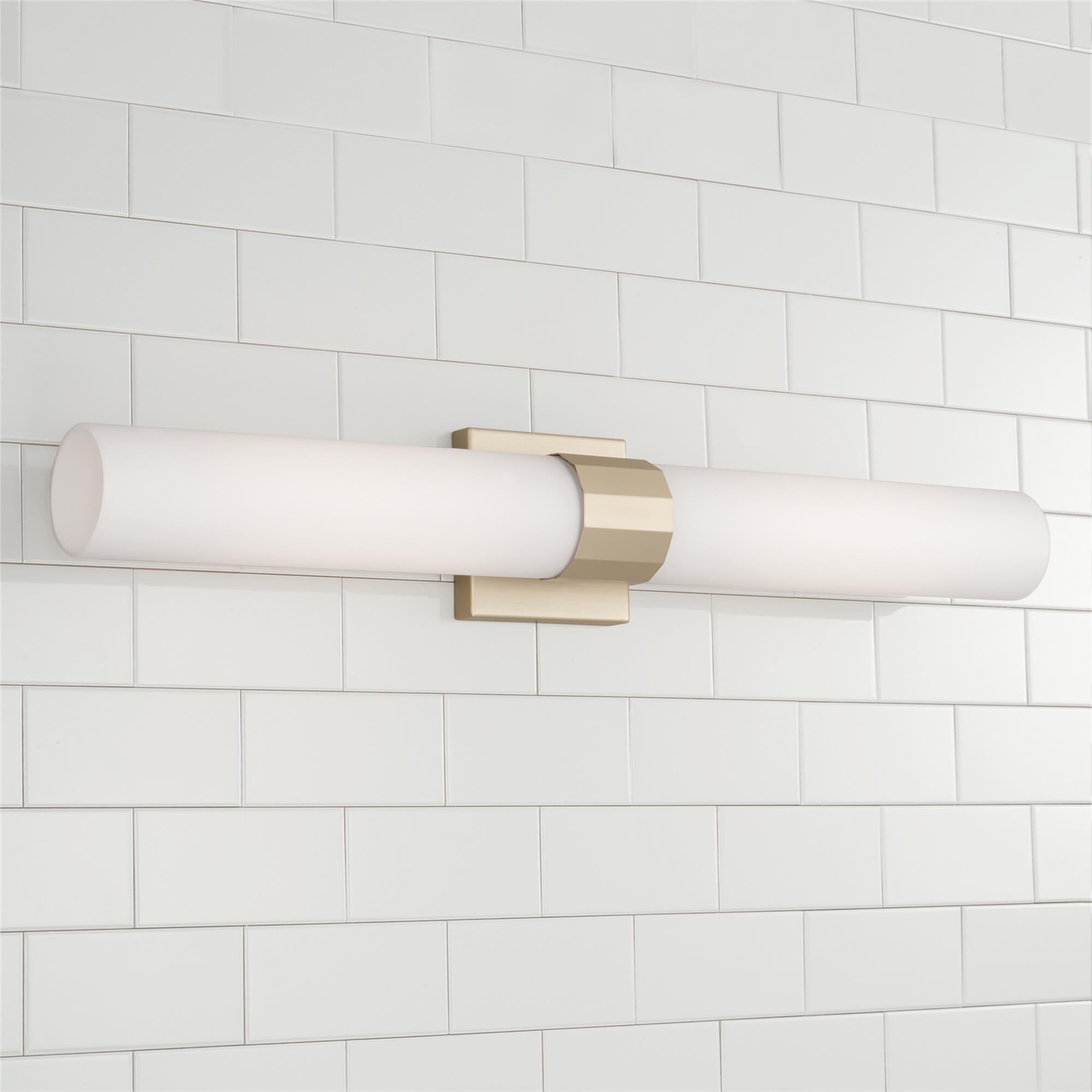 Shown in Soft Gold finish and Soft White glass