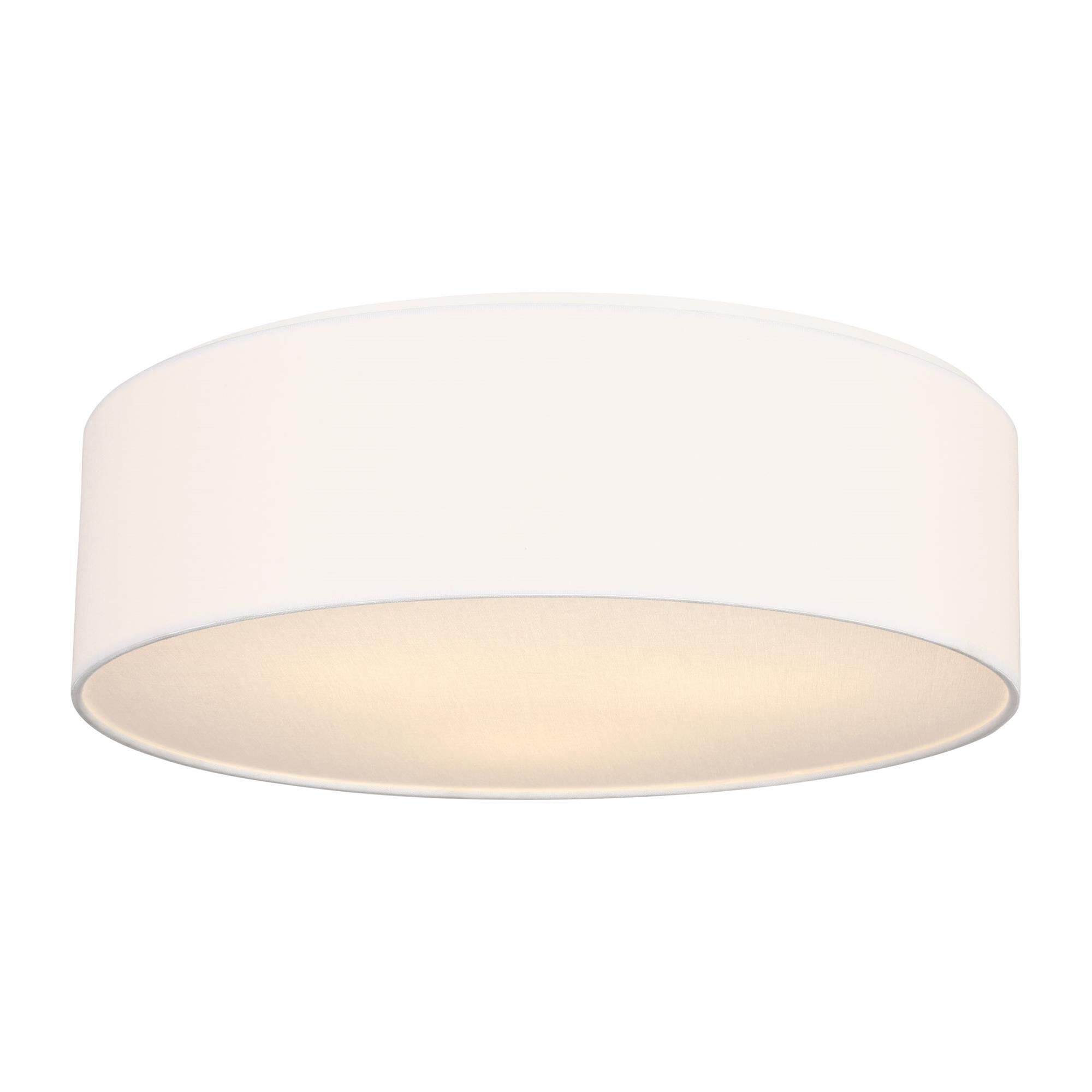Shown in Matte White finish and White Linen Fabric shade