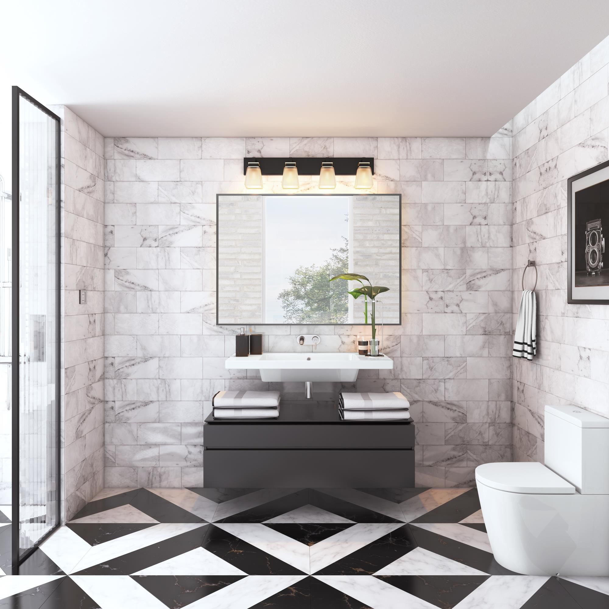 Shown in Black and Brushed Nickel finish