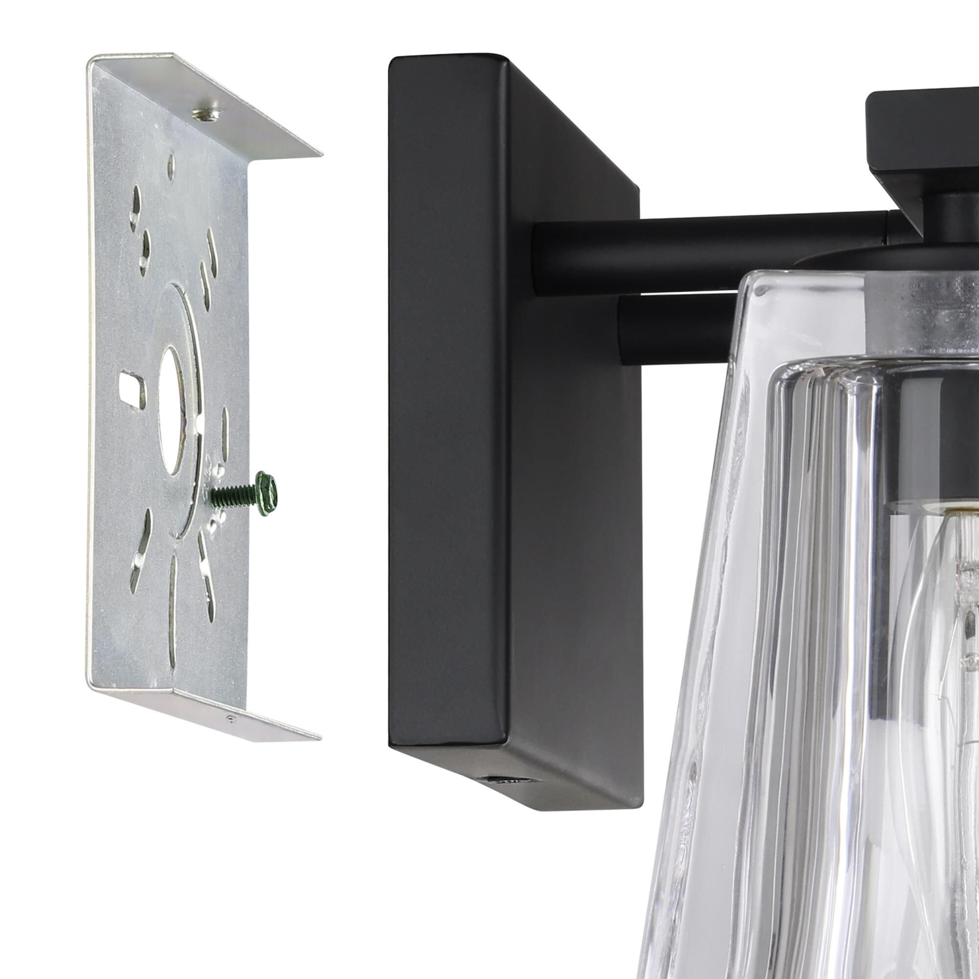 Shown in Matte Black finish and Clear Pressed glass