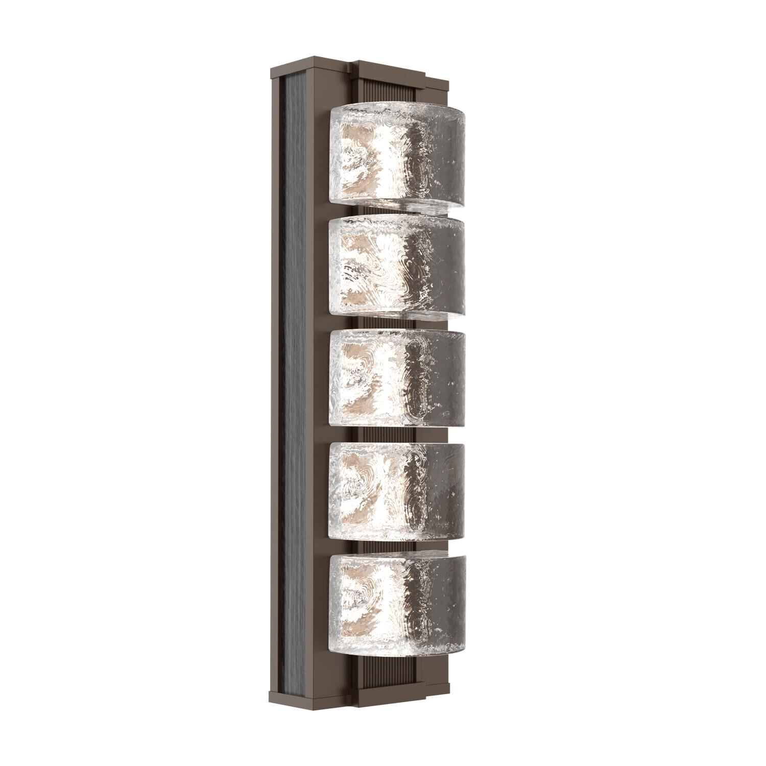 Shown in Flat Bronze finish and Clear Rounded glass and Dark Oak accent