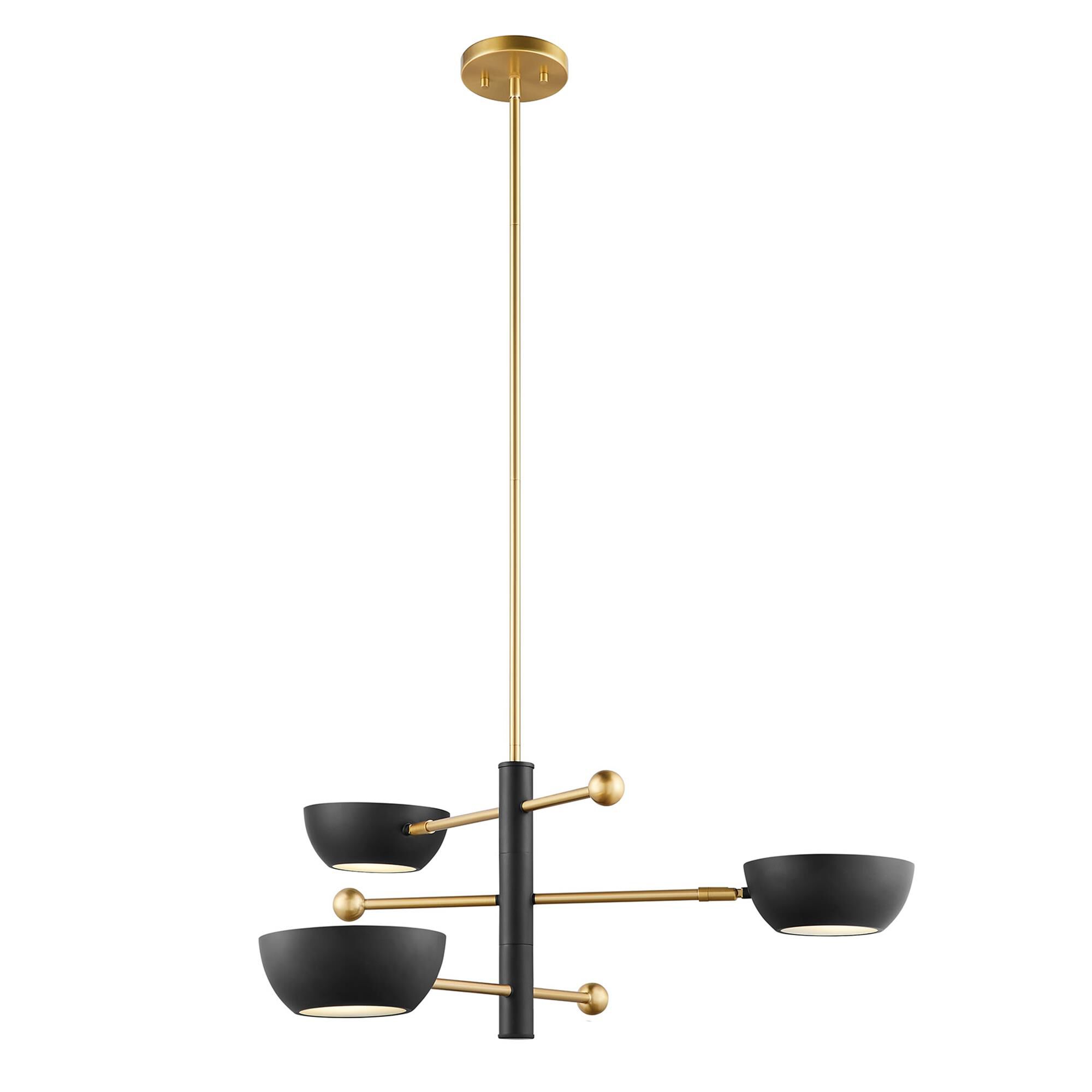 Shown in Matte Black and Natural Brass finish and Metal shade