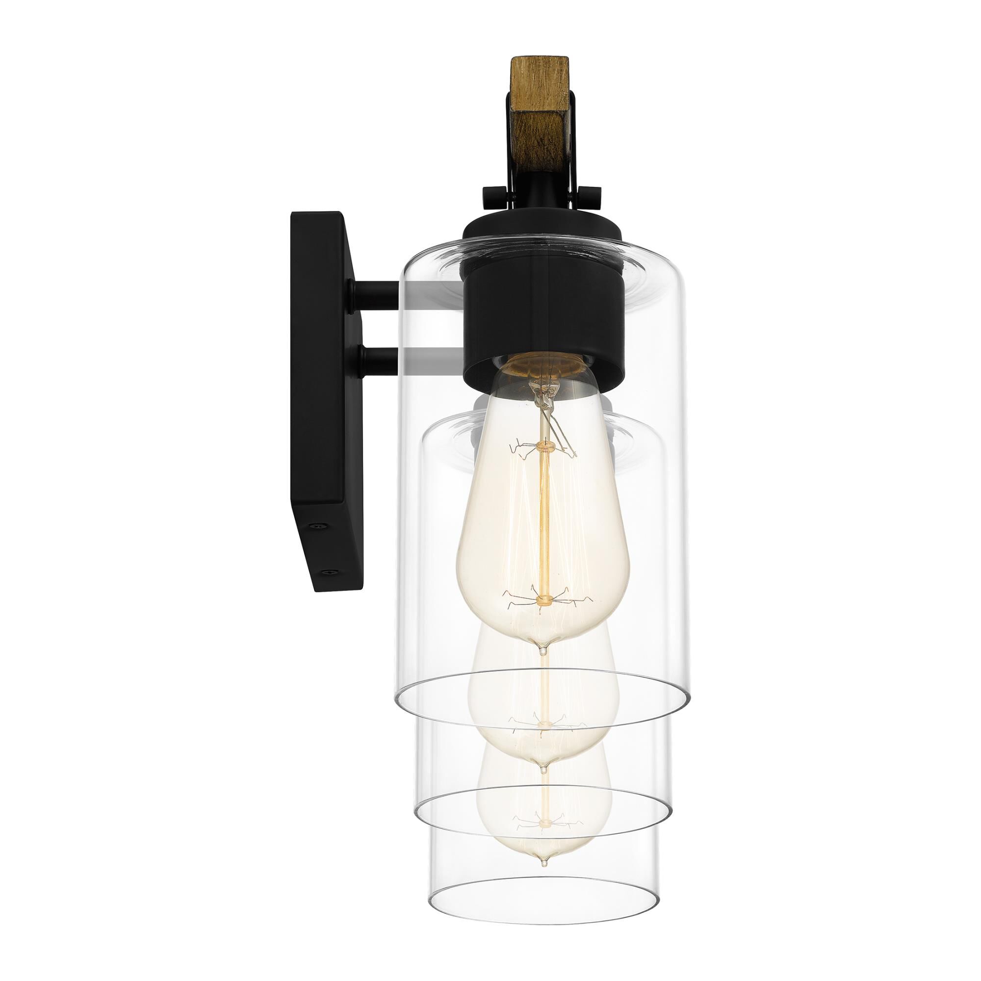 Shown in Matte Black finish and Clear Glass shade