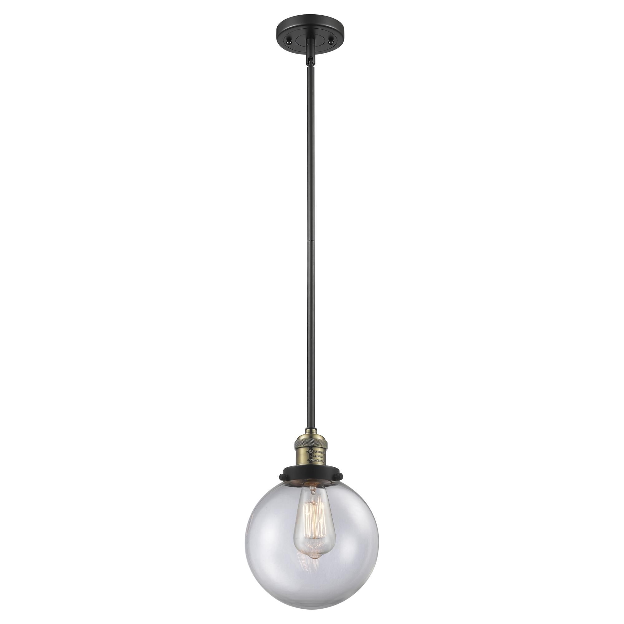 Shown in Black Antique Brass finish and Clear glass