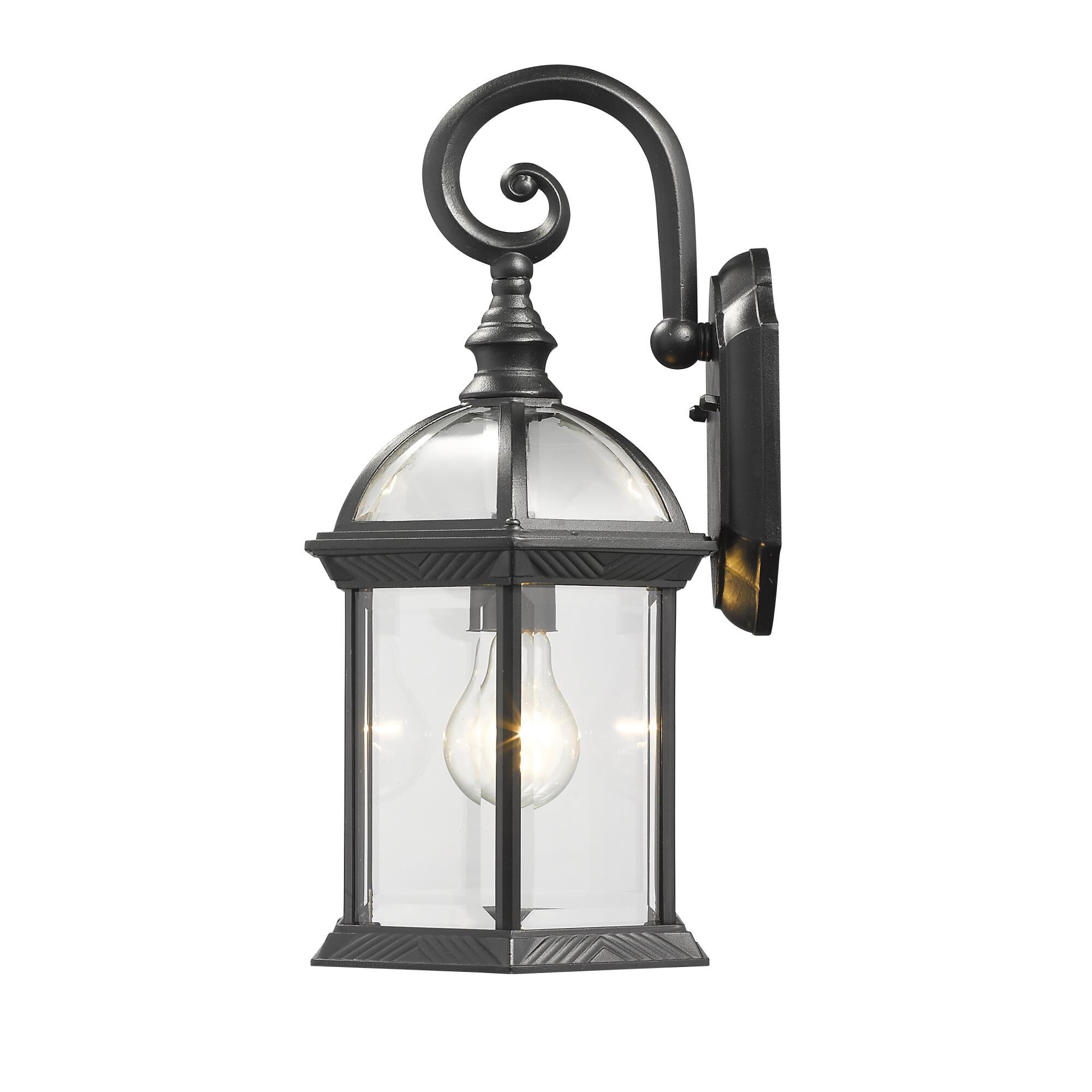 Shown in Black finish and Glass shade