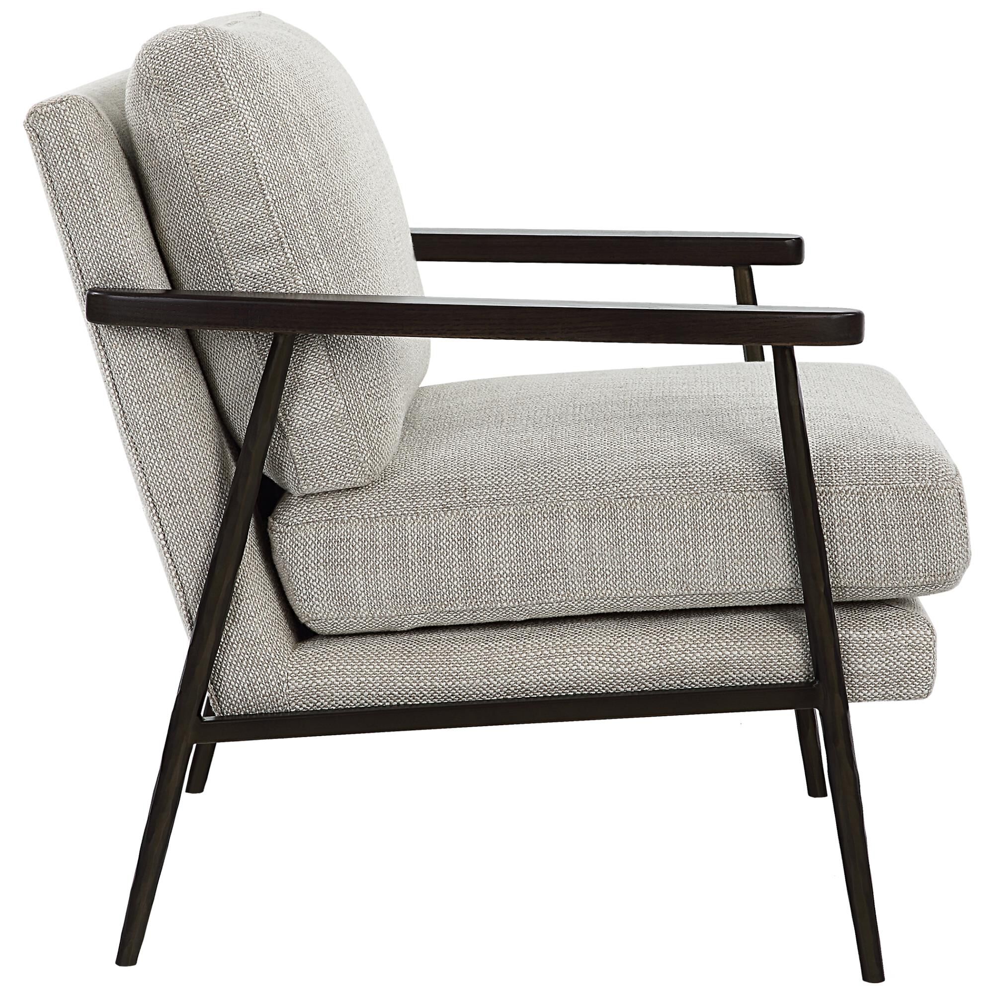 Shown in A Modern Mix Of Materials With Hints Of Masculinity, This Accent Chair Features A Textured Cast Iron finish
