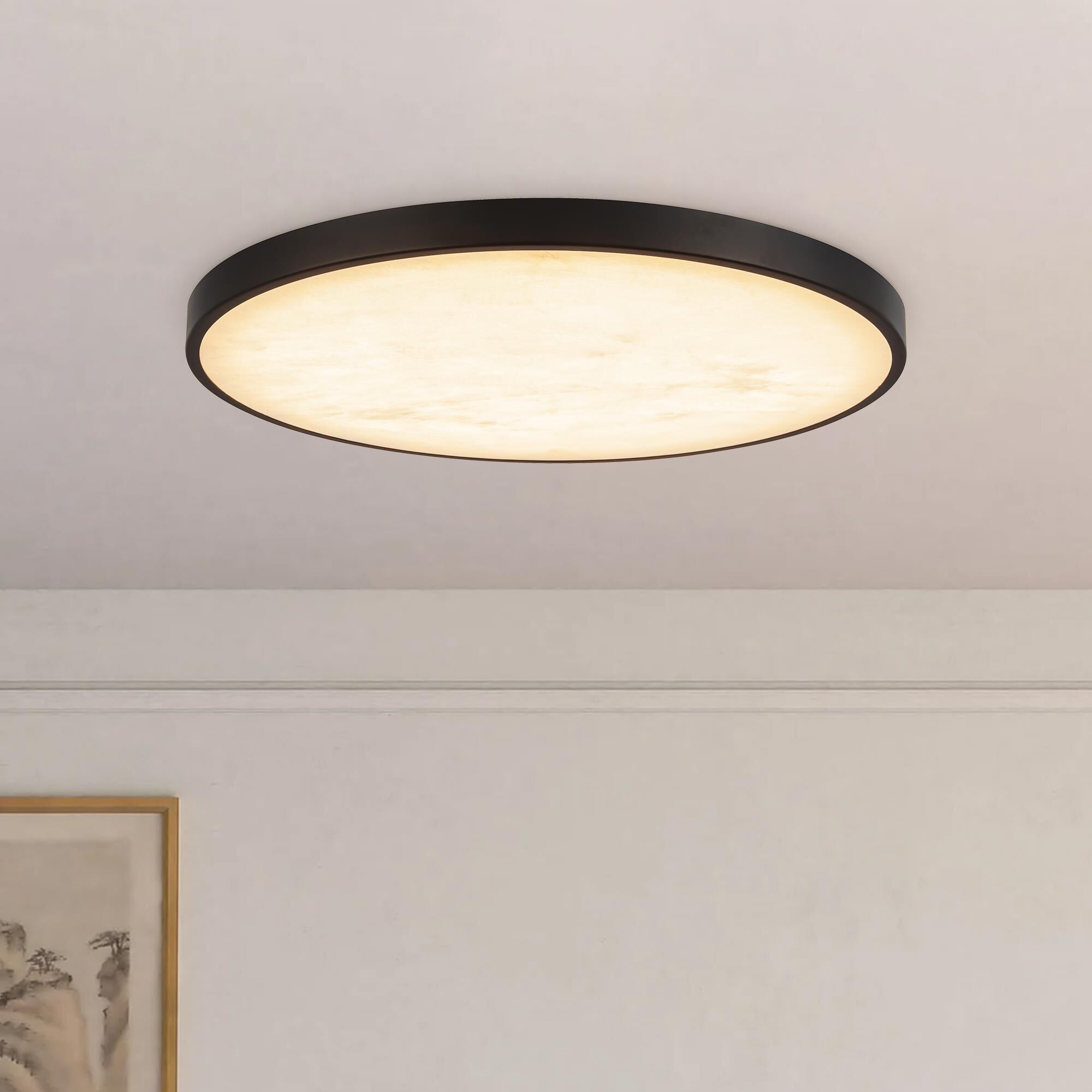 Shown in Matte Black finish and Alabaster glass