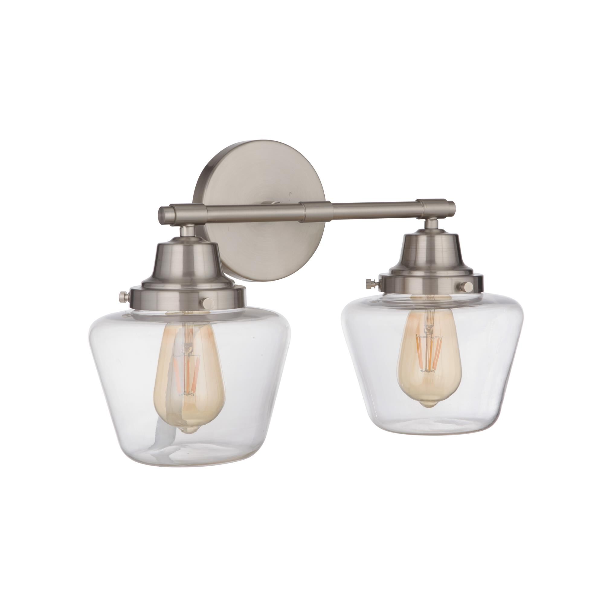 Shown in Brushed Polished Nickel finish and Clear glass and Glass shade