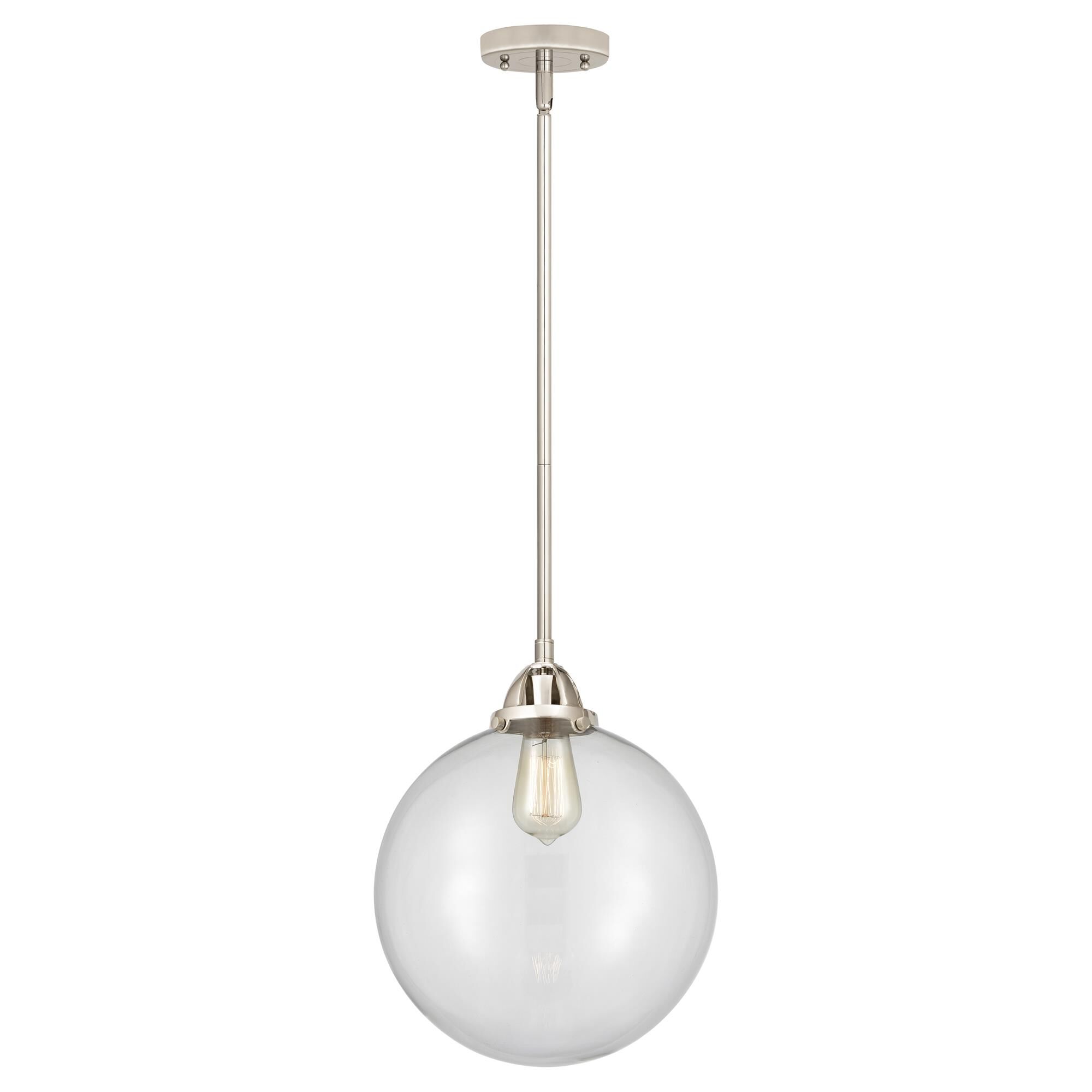 Shown in Polished Nickel finish and Clear Beacon glass and No Shade shade