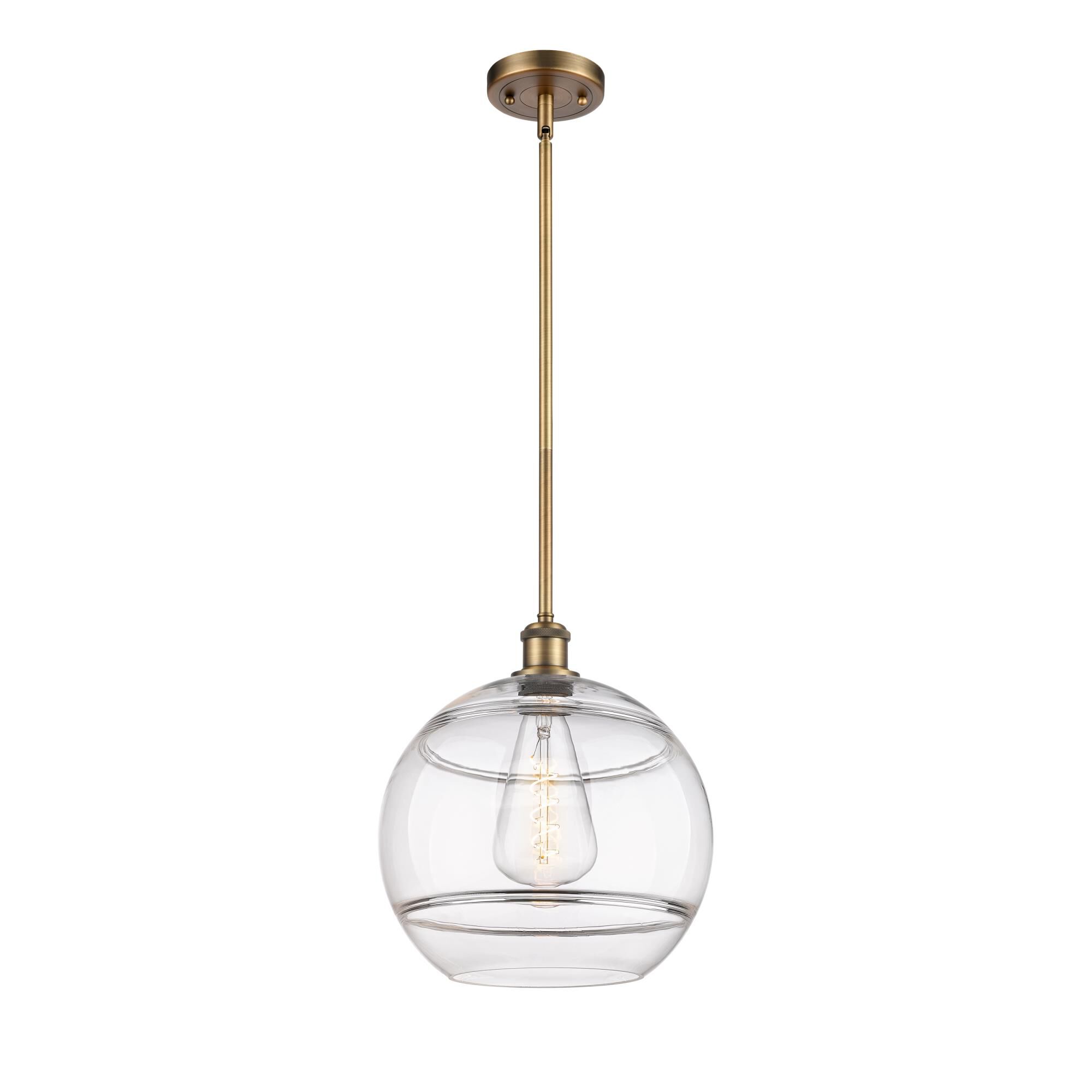 Shown in Brushed Brass finish and Clear glass