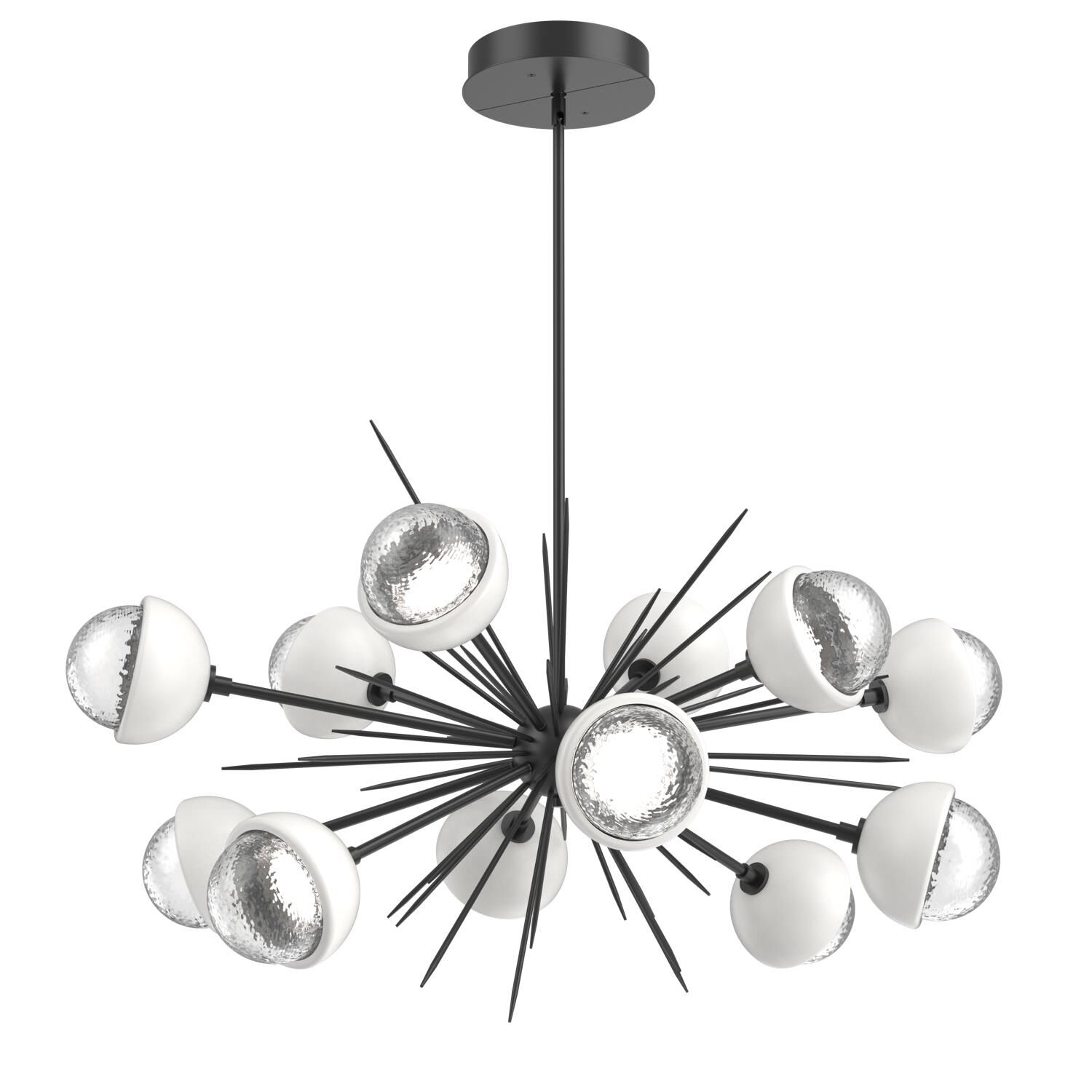 Shown in Matte Black finish and Clear glass and Salt White accent