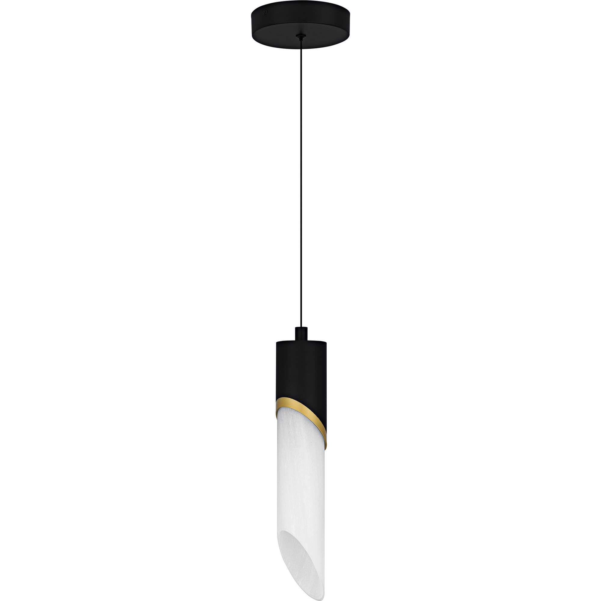 Shown in Matte Black finish and Alabaster Glass shade