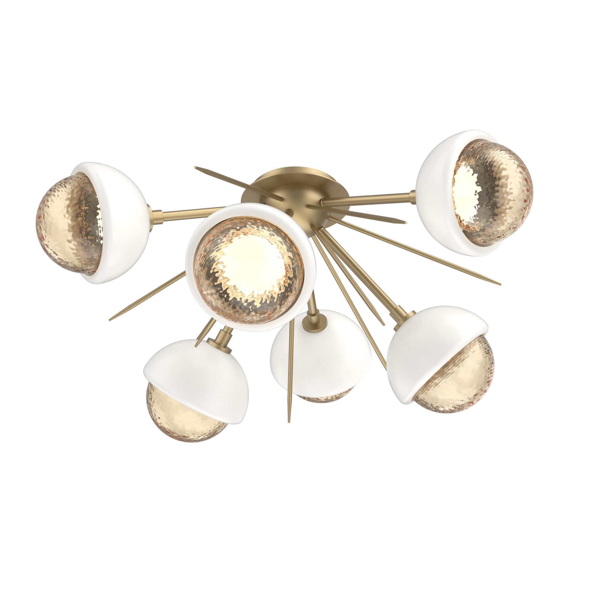 Shown in Gilded Brass finish and Amber glass and Salt White accent