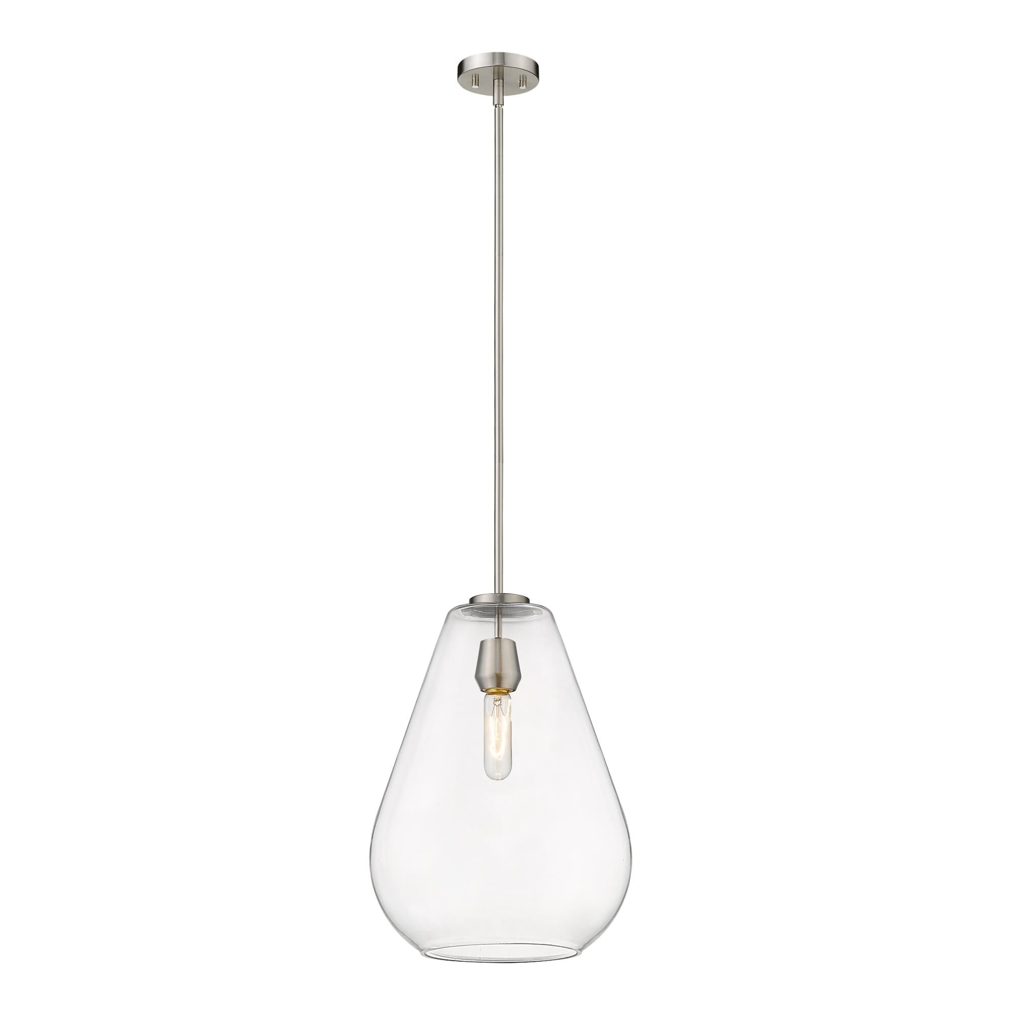 Shown in Brushed Nickel finish and Glass shade