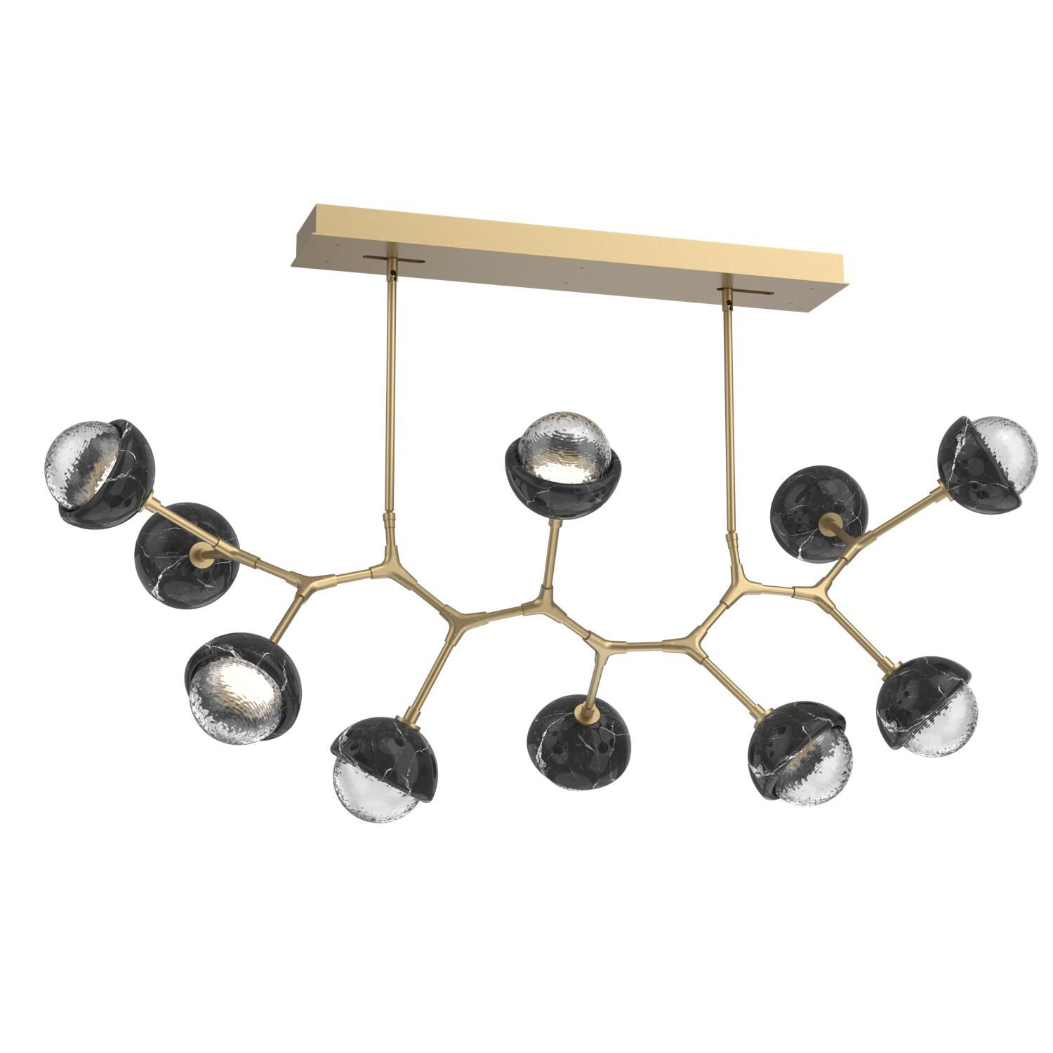 Shown in Novel Brass finish and Clear glass and Black Marble accent