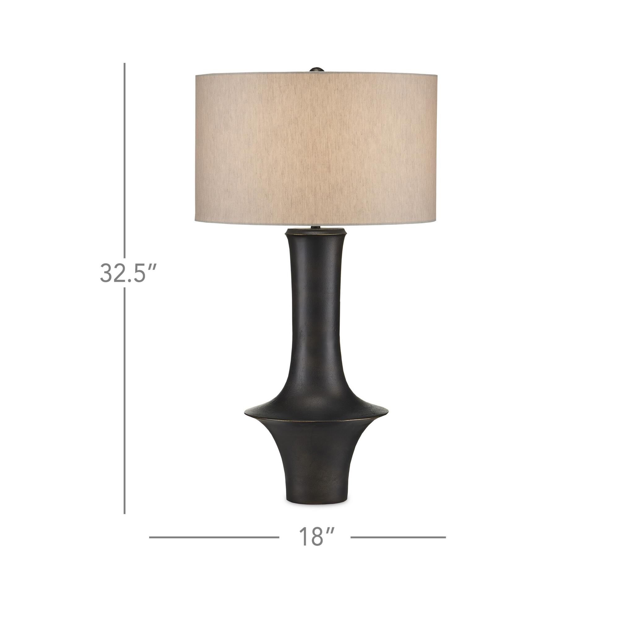Shown in Black finish and Natural Linen shade