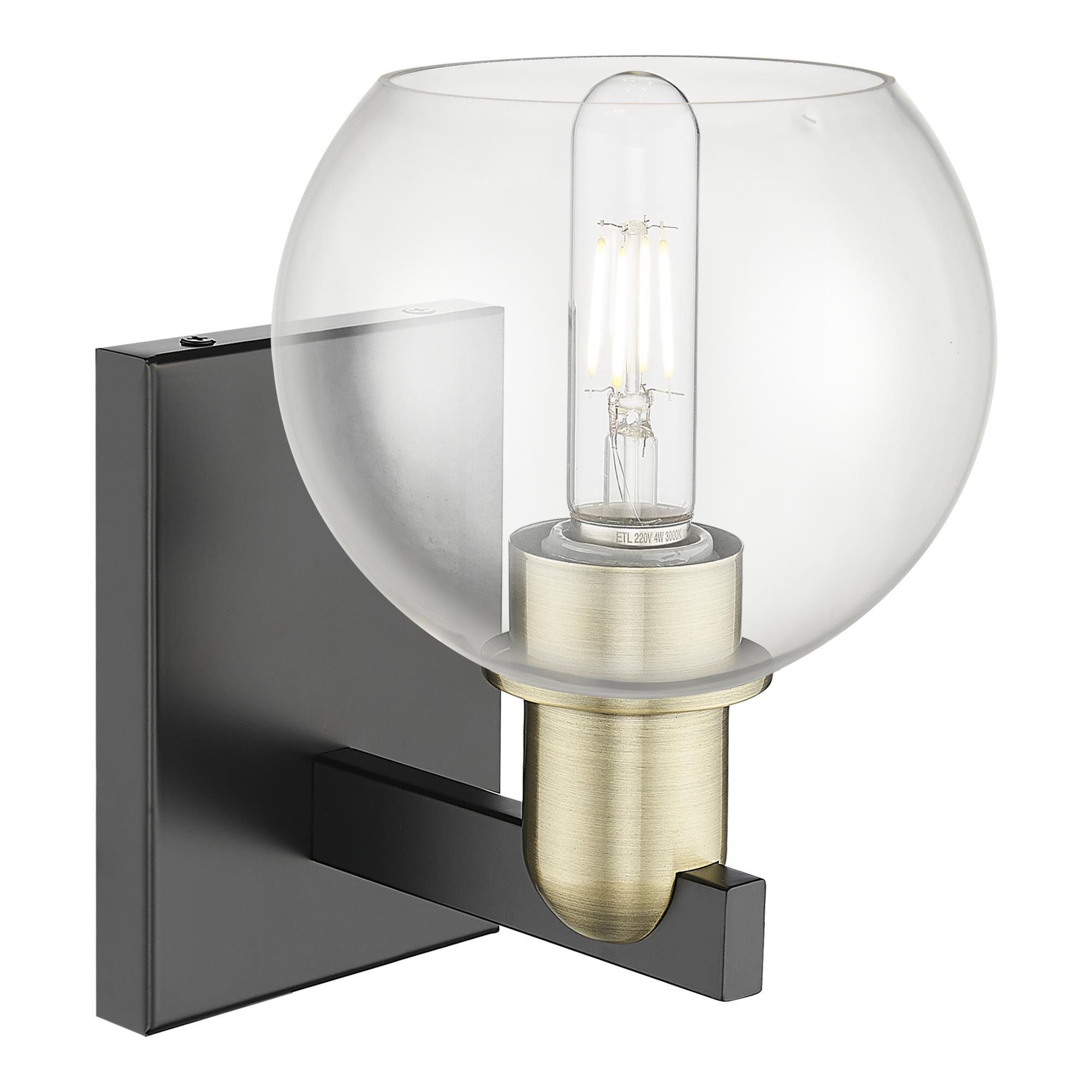 Shown in Black Antique Brass finish and Clear glass