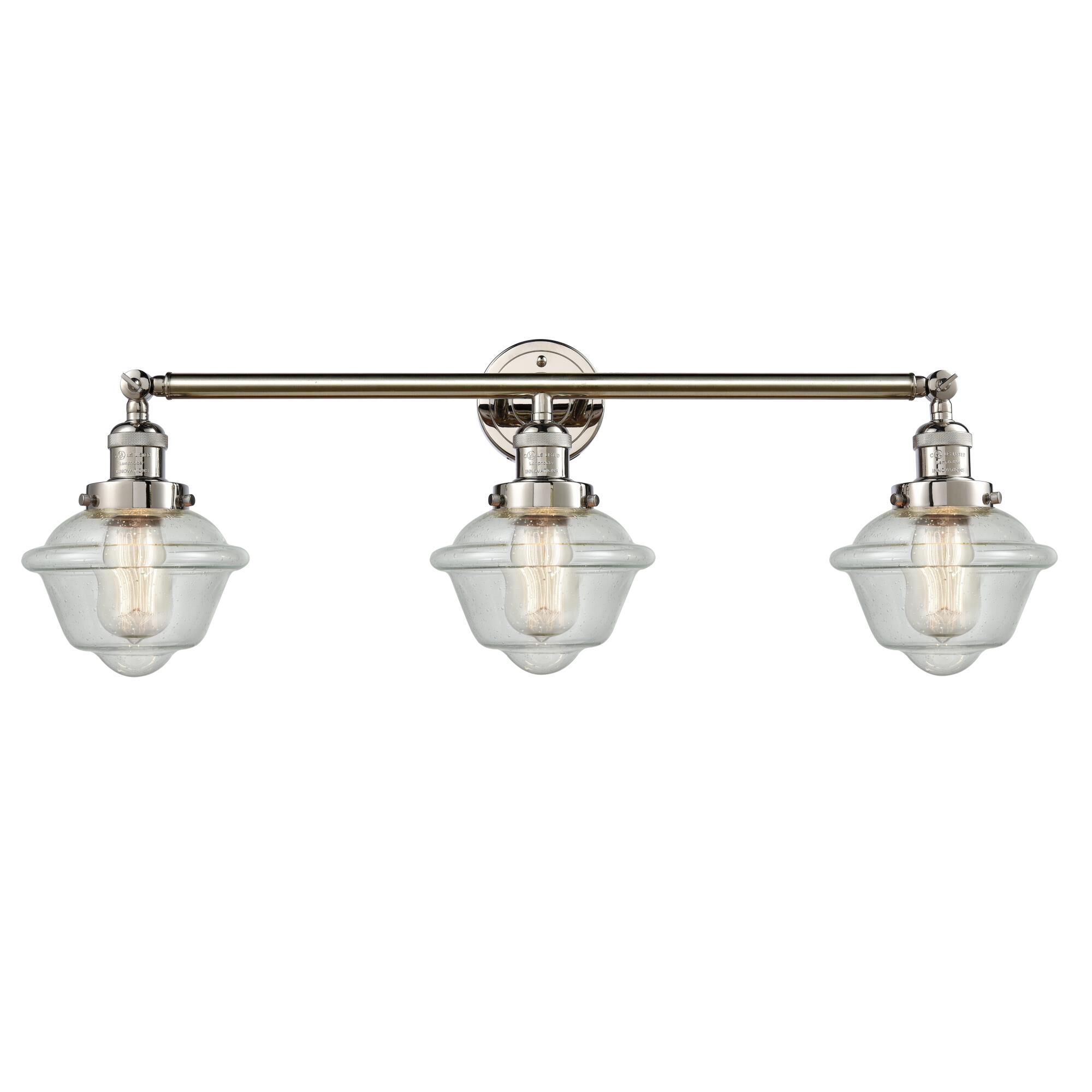 Shown in Polished Nickel finish and Seedy Small Oxford glass
