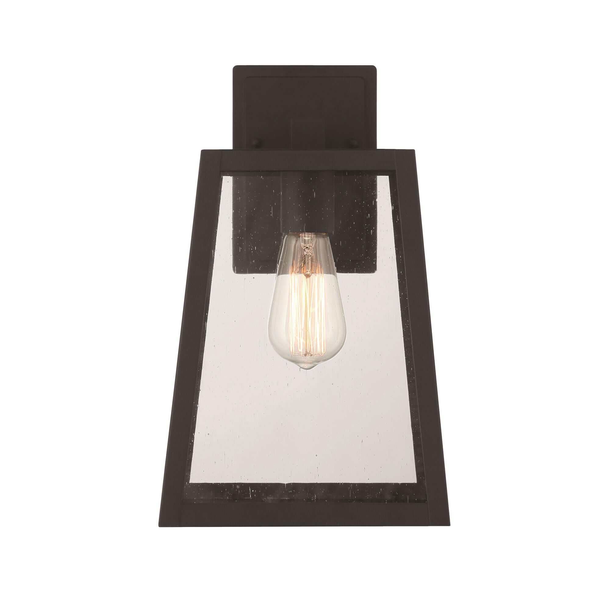 Shown in Textured Matte Black finish and Clear Seeded glass and Glass shade