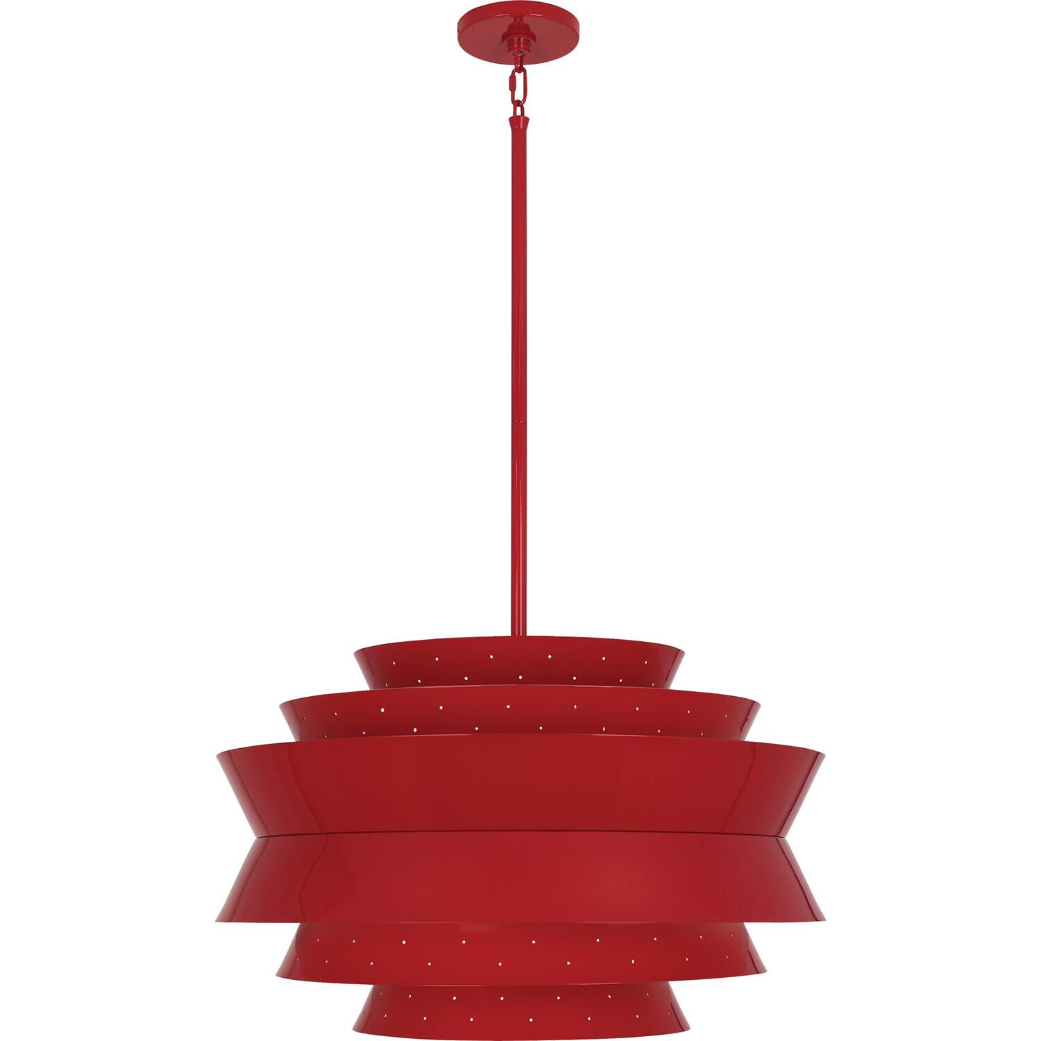 Shown in Ruby Red Gloss finish and Perforated Metal shade