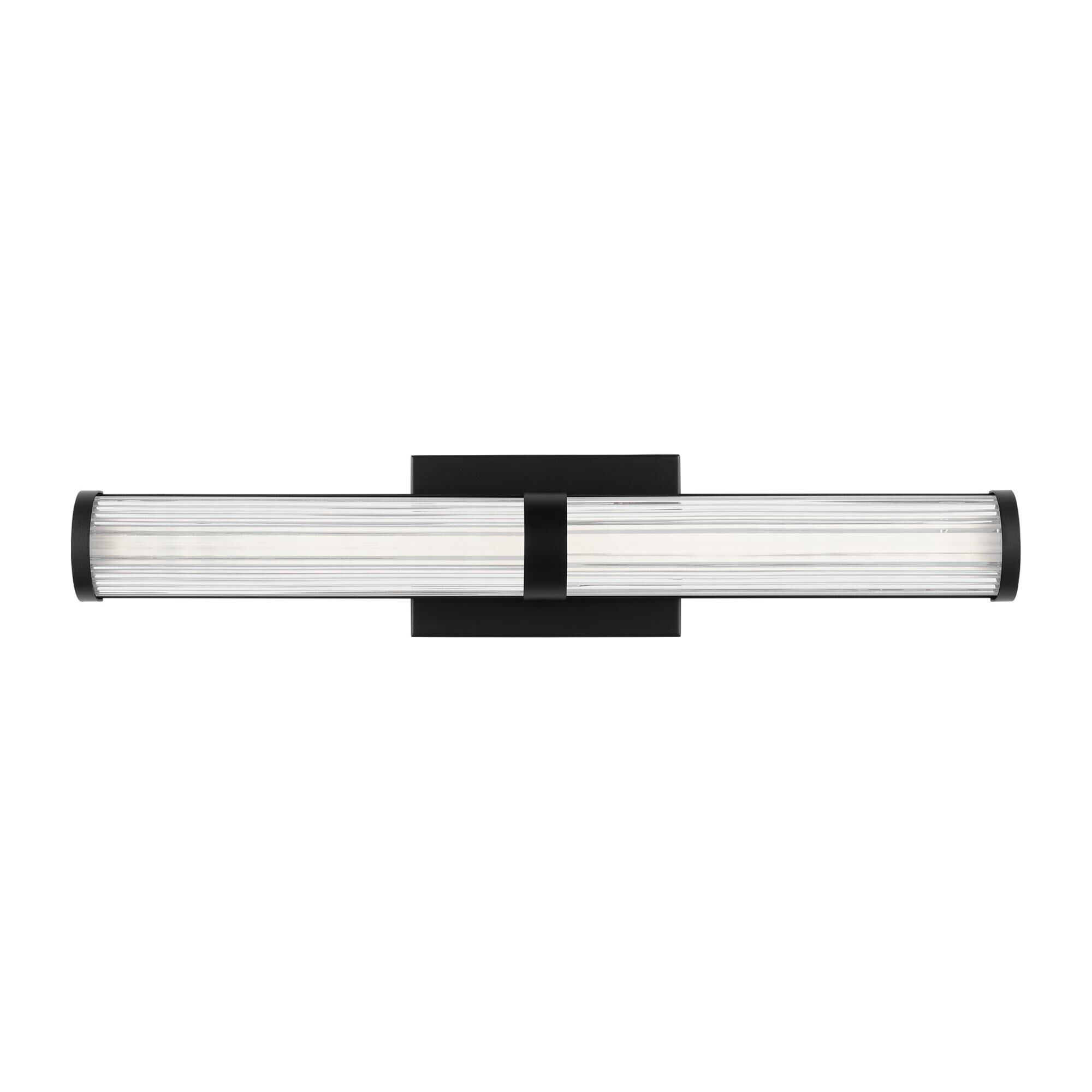 Shown in Midnight Black finish and Frosted glass and Frosted Acrylic Diffuser And Clear Fluted Glass shade