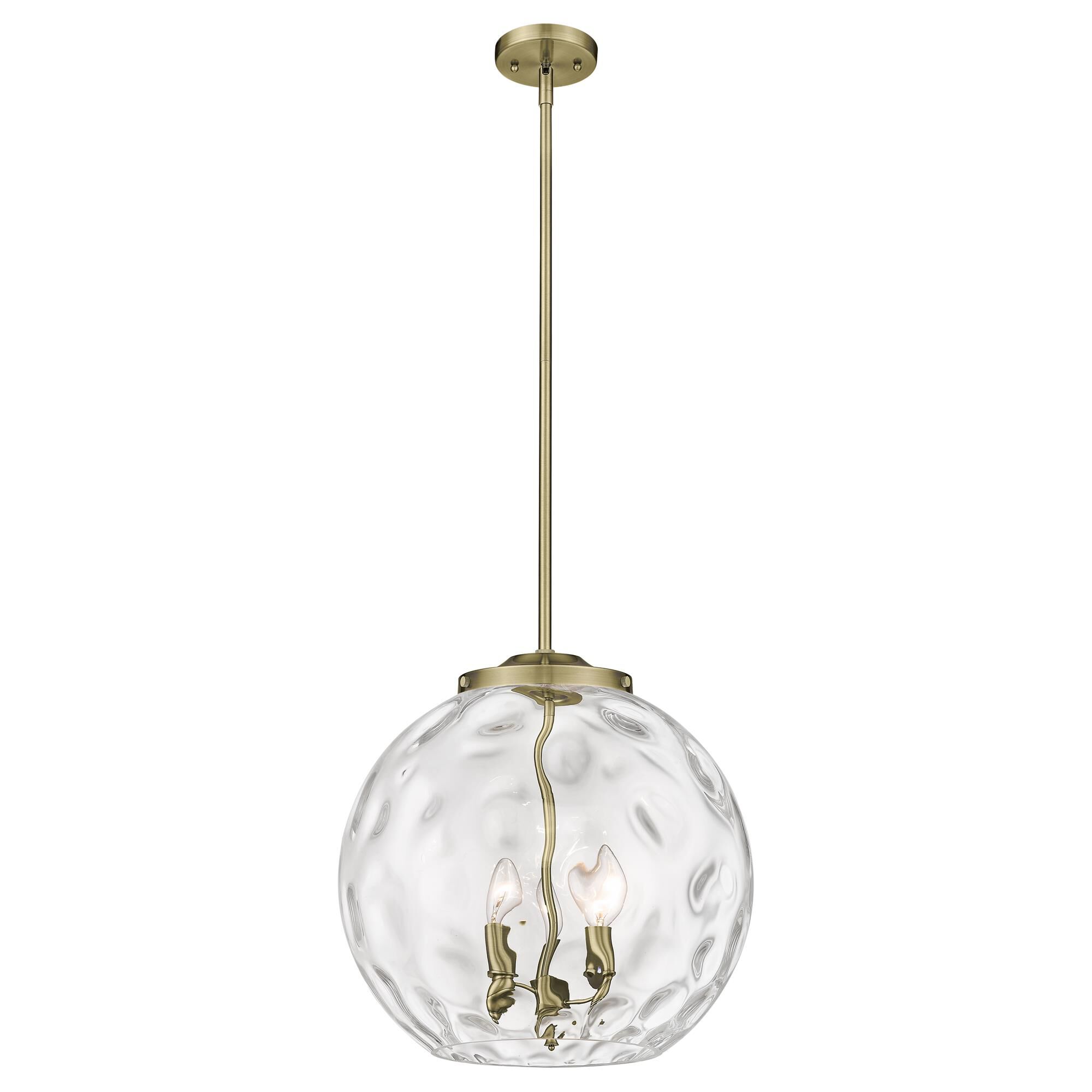 Shown in Antique Brass finish and Clear glass