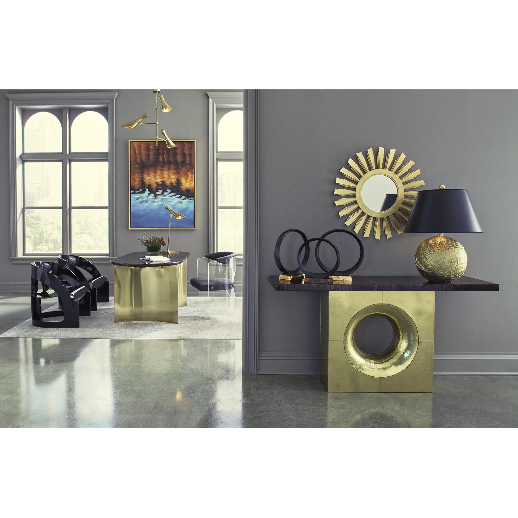 Shown in Matte finish and Brass glass