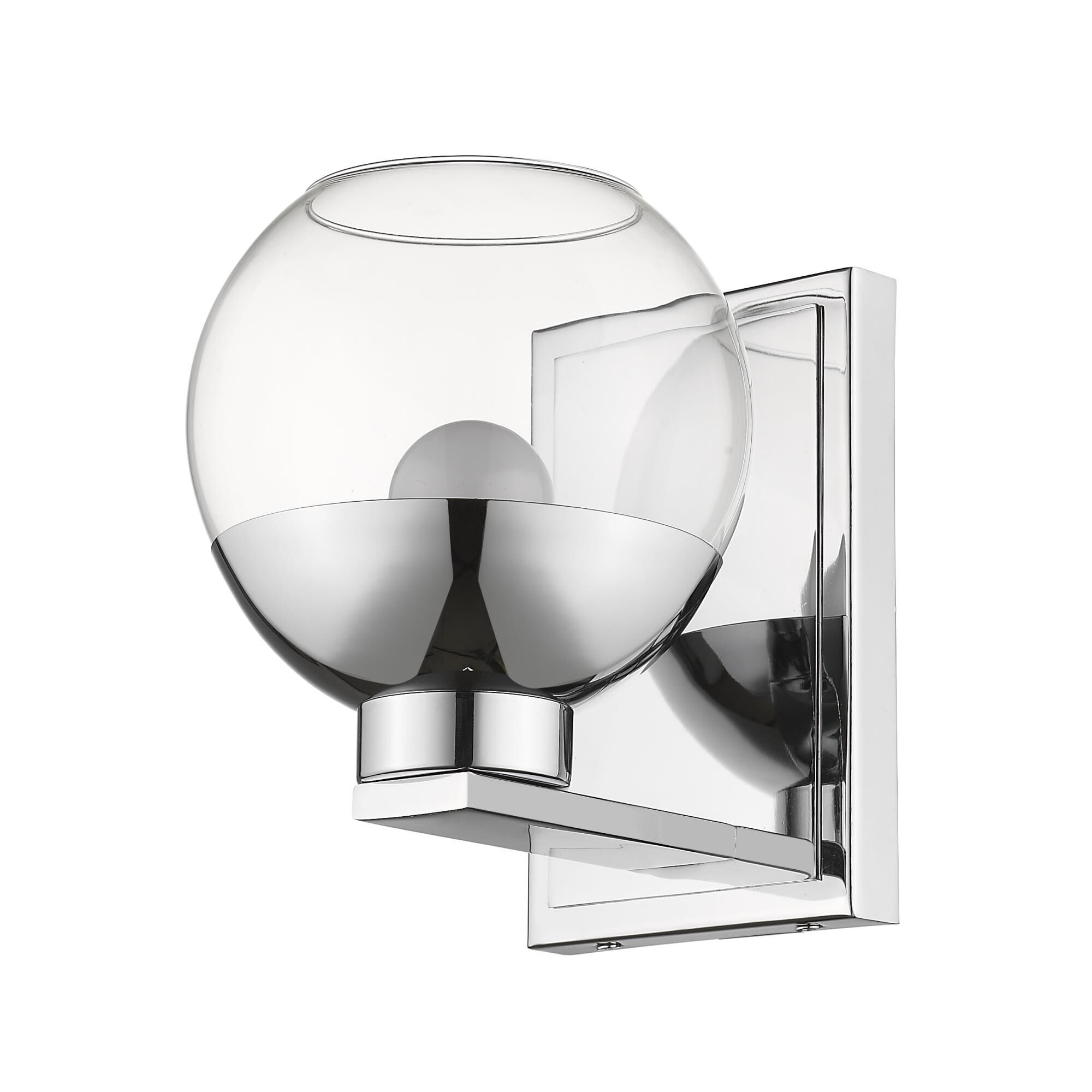 Shown in Chrome finish and Glass shade