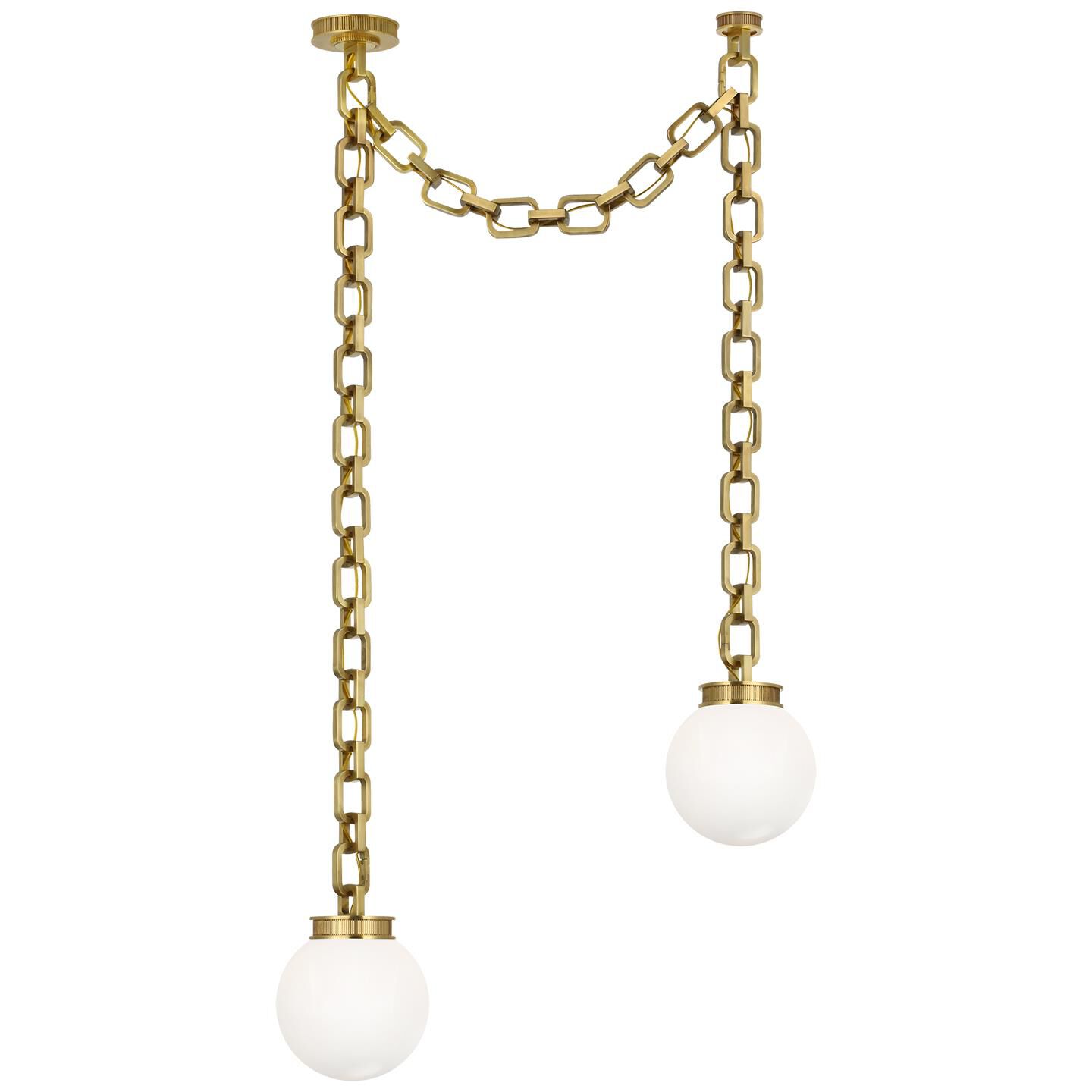 Shown in Soft Brass finish and White glass