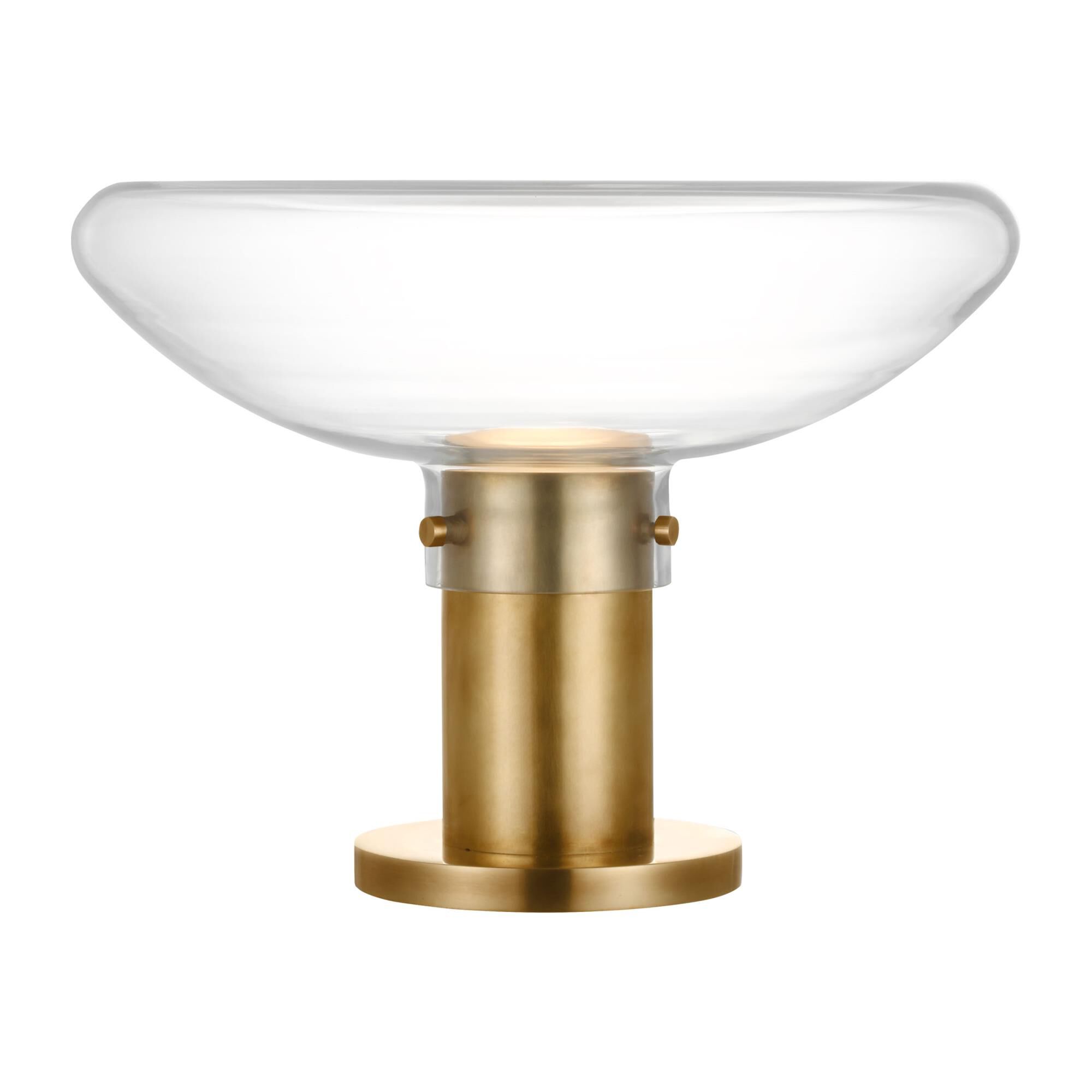 Shown in Hand-Rubbed Antique Brass finish and Clear glass