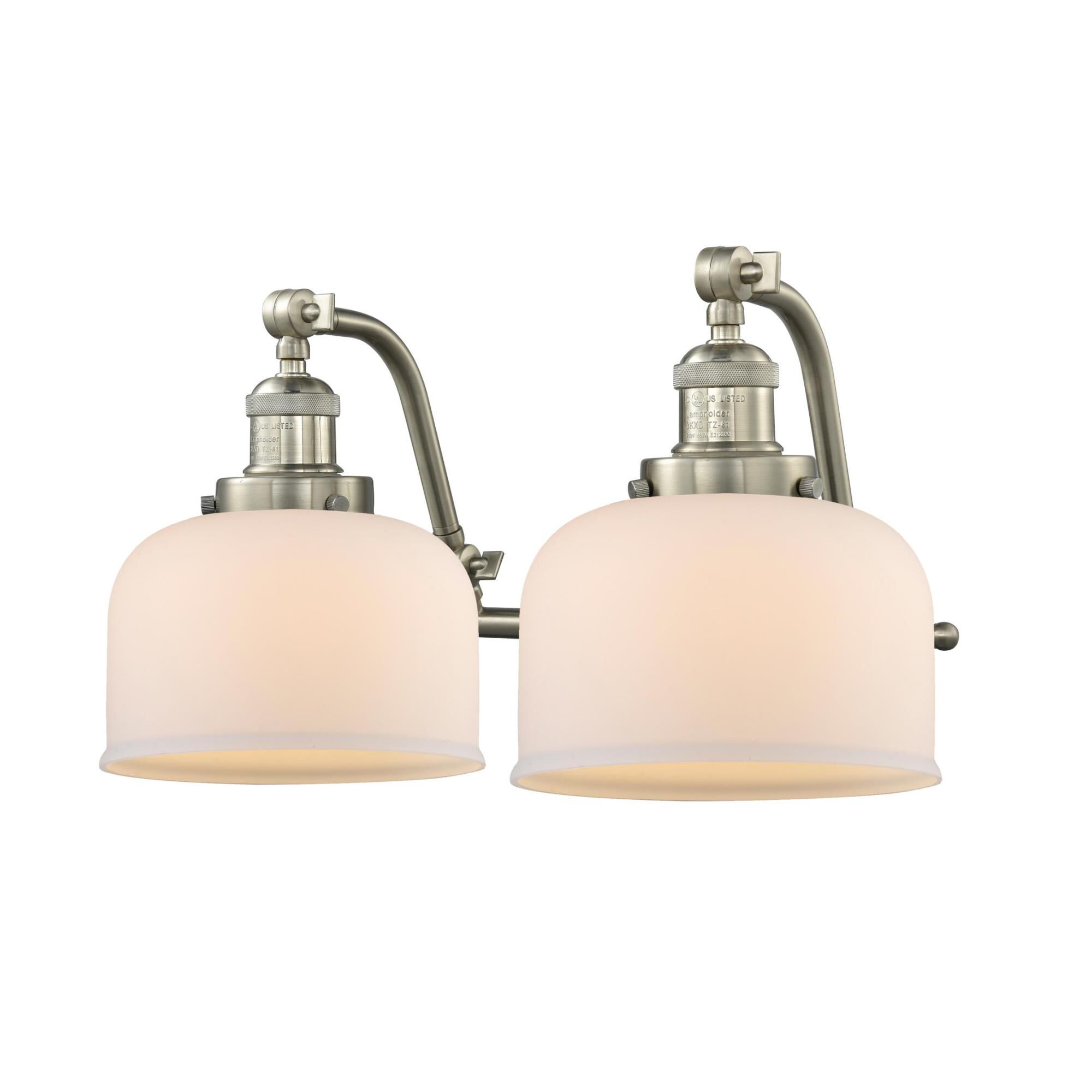 Shown in Brushed Satin Nickel finish and Matte White Cased glass