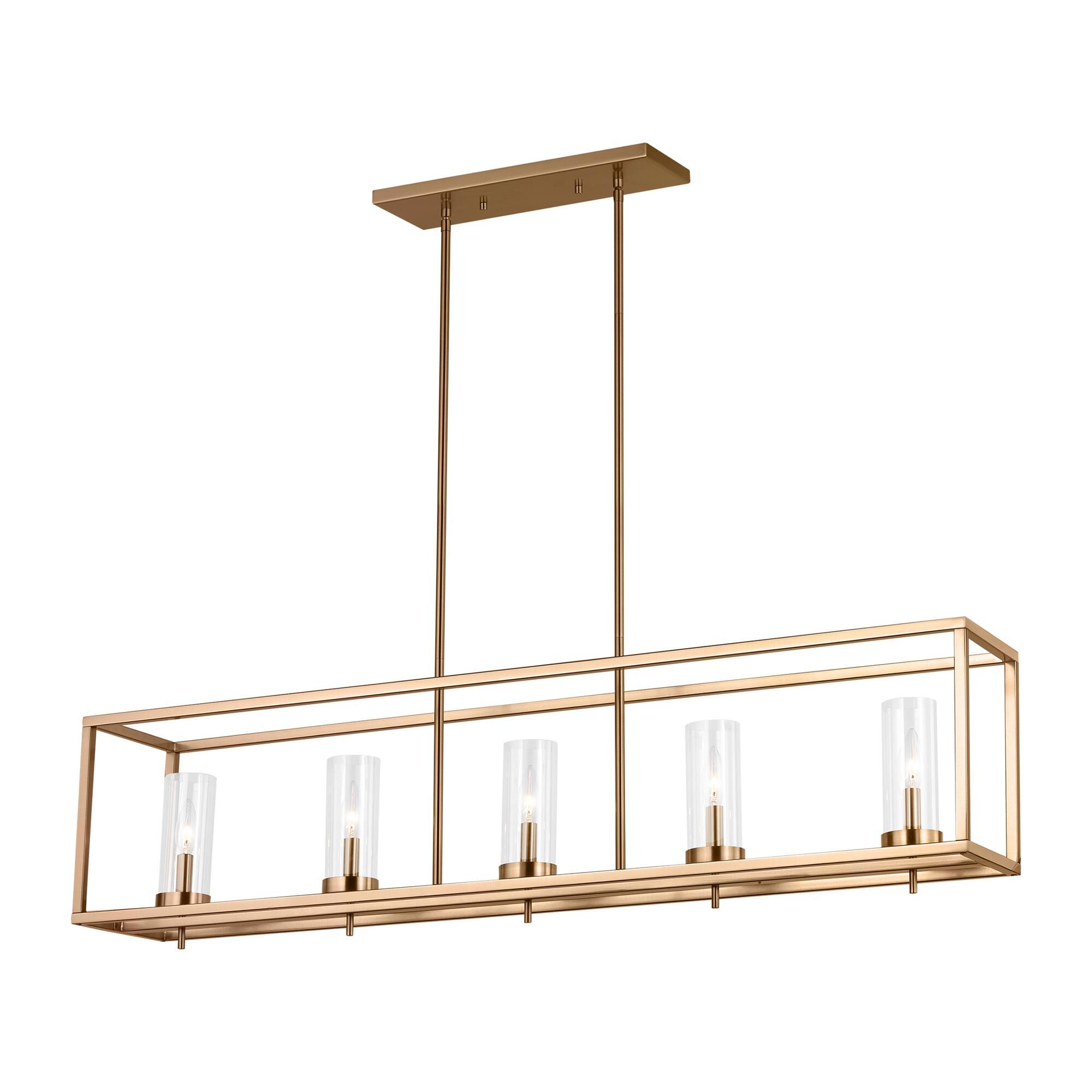Shown in Satin Brass finish and Clear Glass s shade