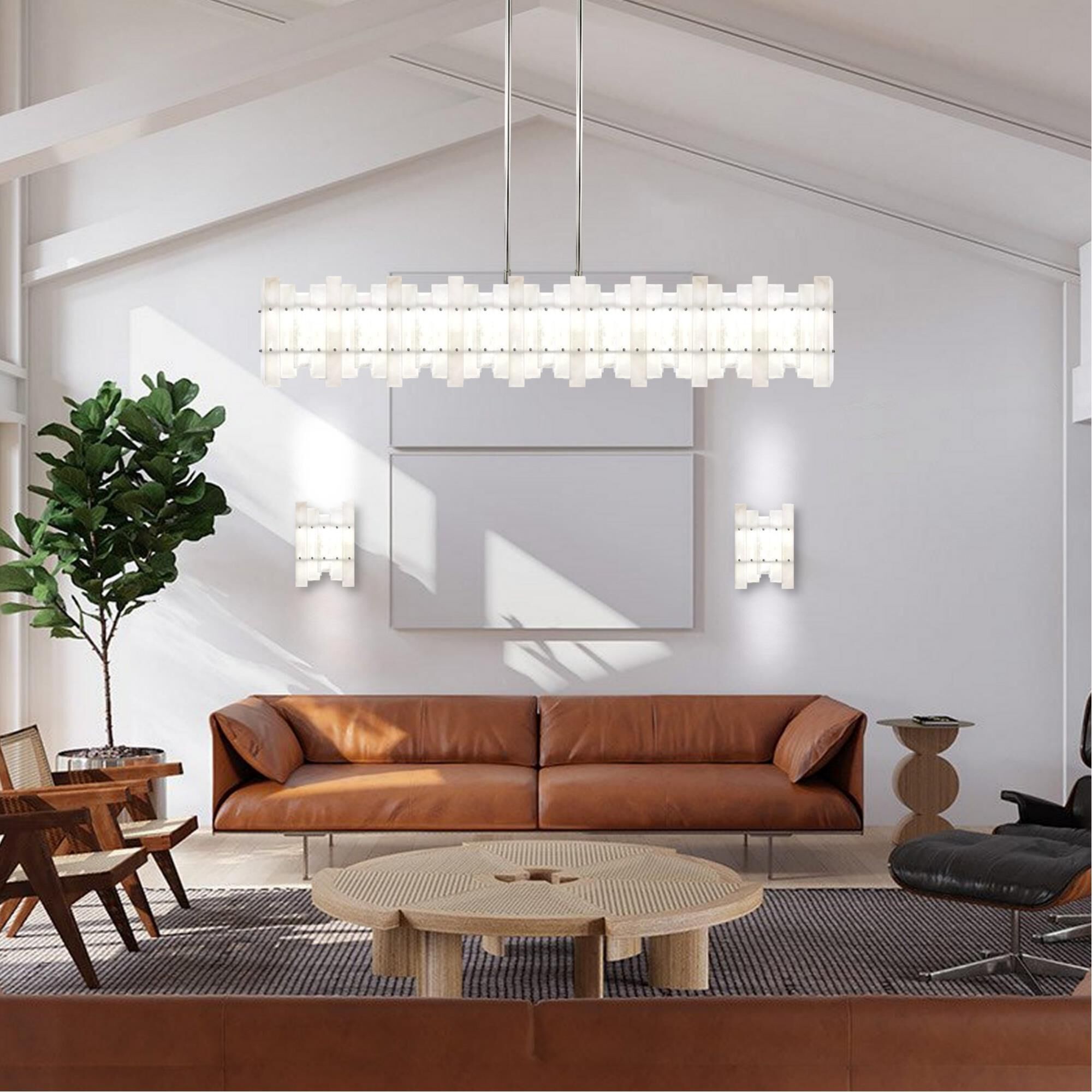 Alabaster Prism Linear 56 Inch 12 Light Linear Suspension Light by American Brass and Crystal