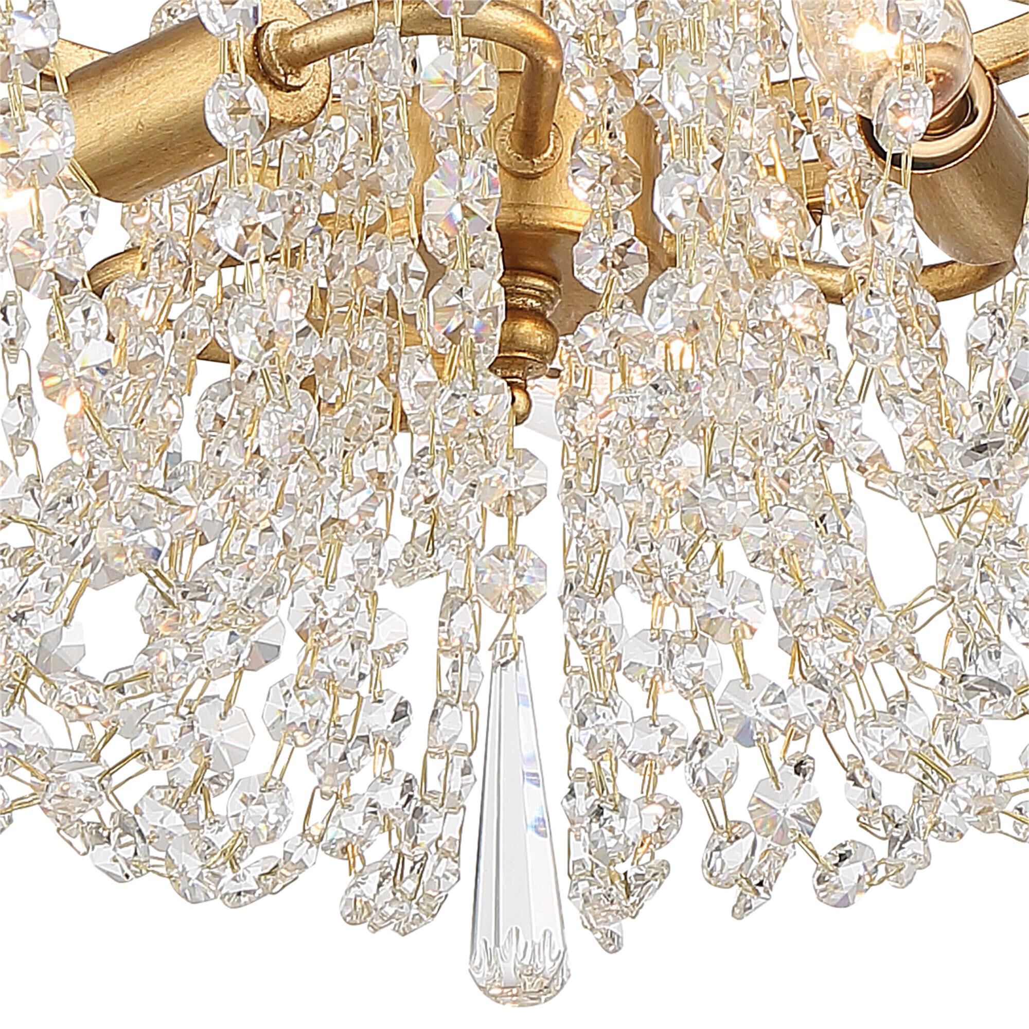 Shown in Antique Gold finish and Hand Cut Crystal crystal