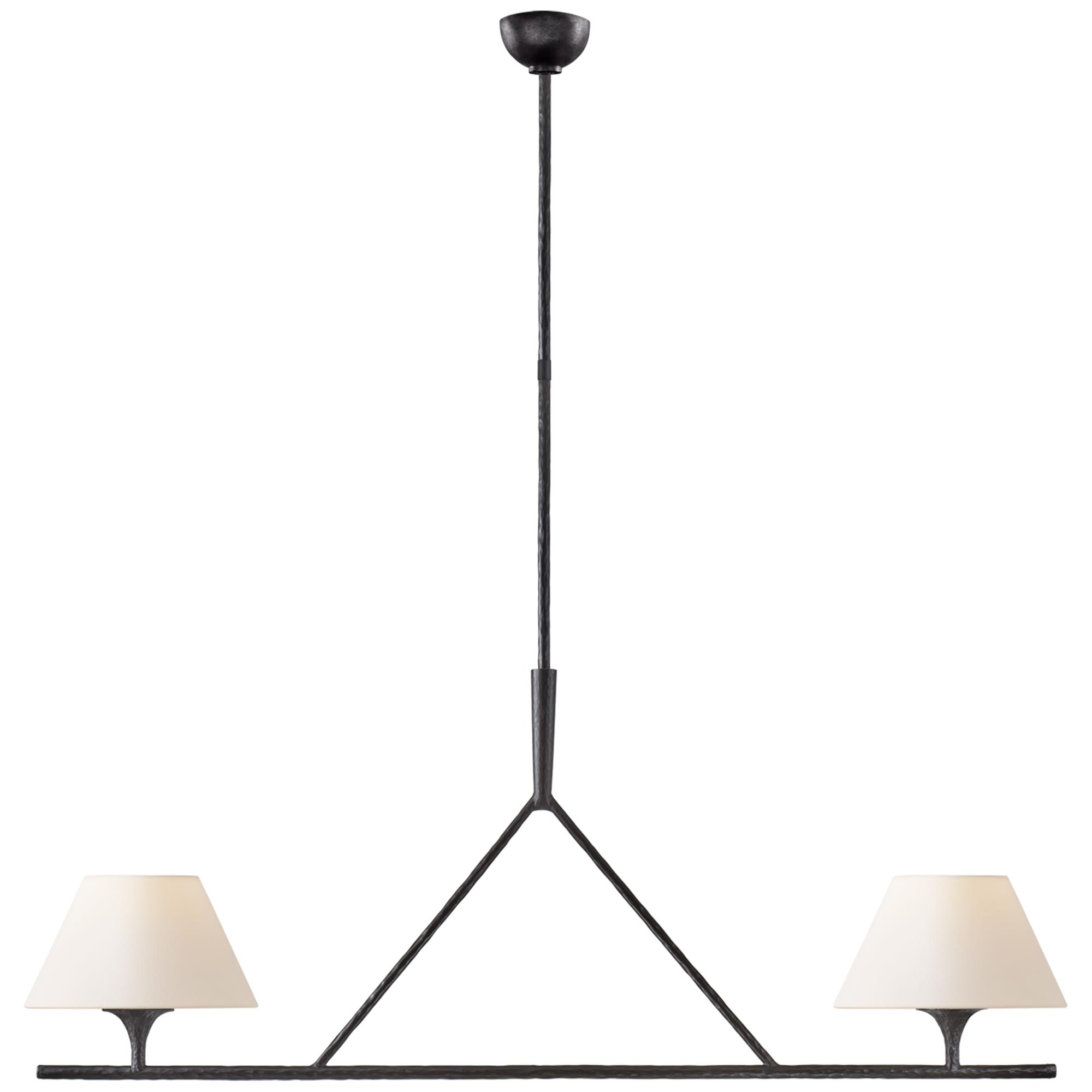 Shown in Aged Iron finish and Linen shade