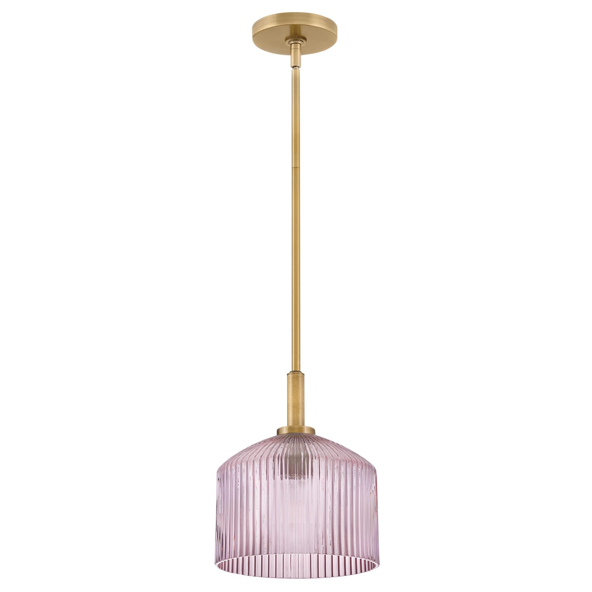 Shown in Lacquered Brass finish and Rose glass