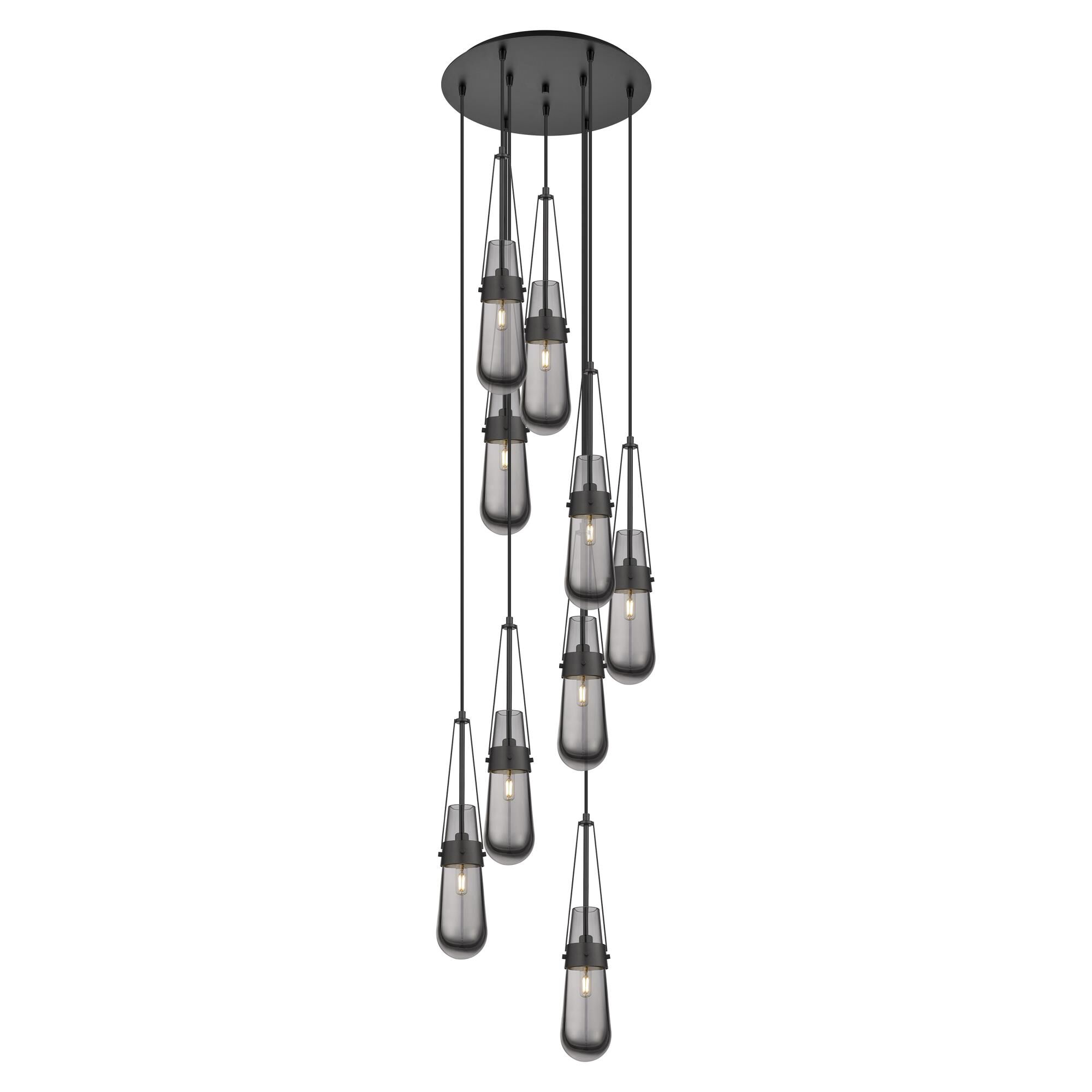 Shown in Matte Black finish and Light Smoke glass and Light Smoke Glass shade