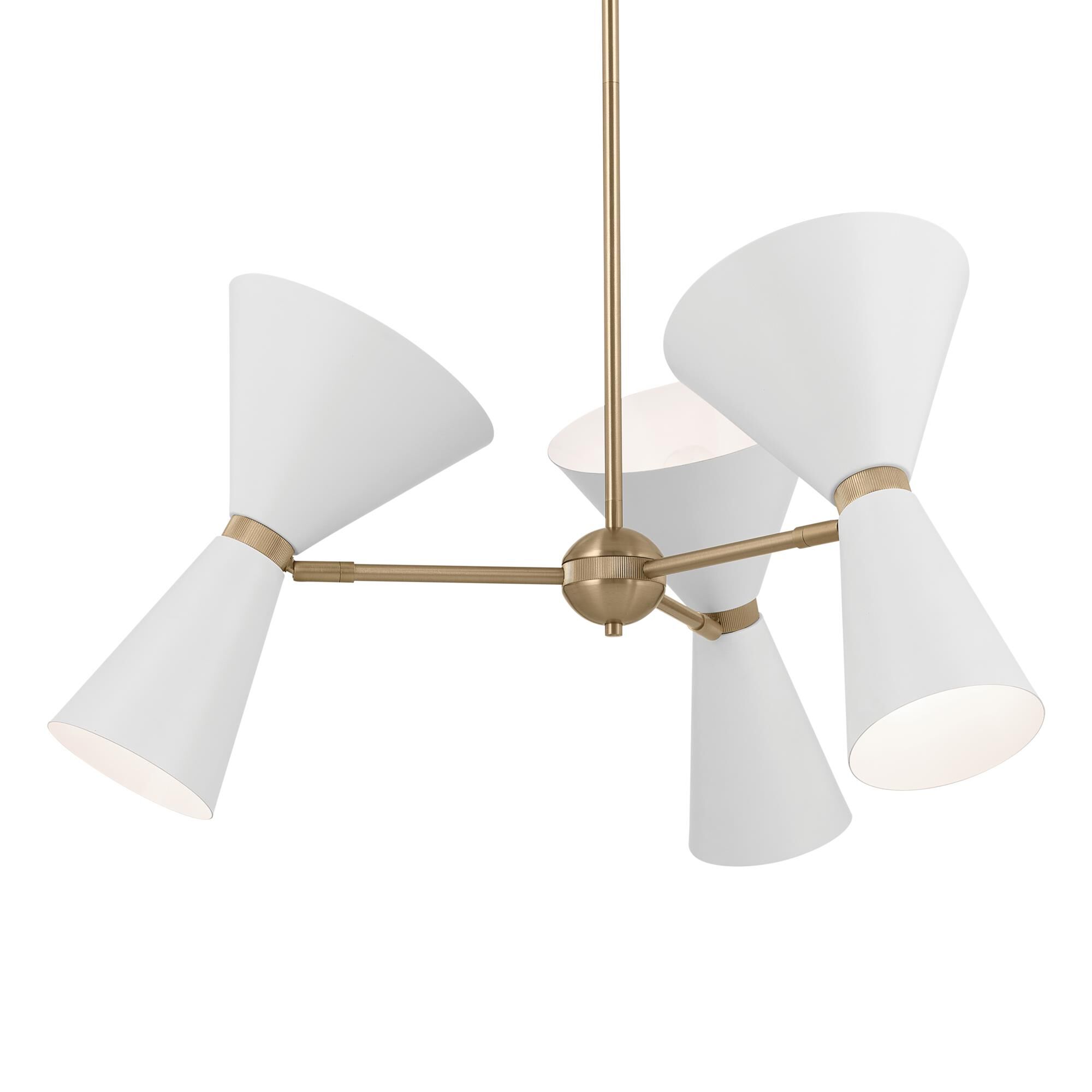 Shown in Champagne Bronze with White finish and Metal and Cone shade