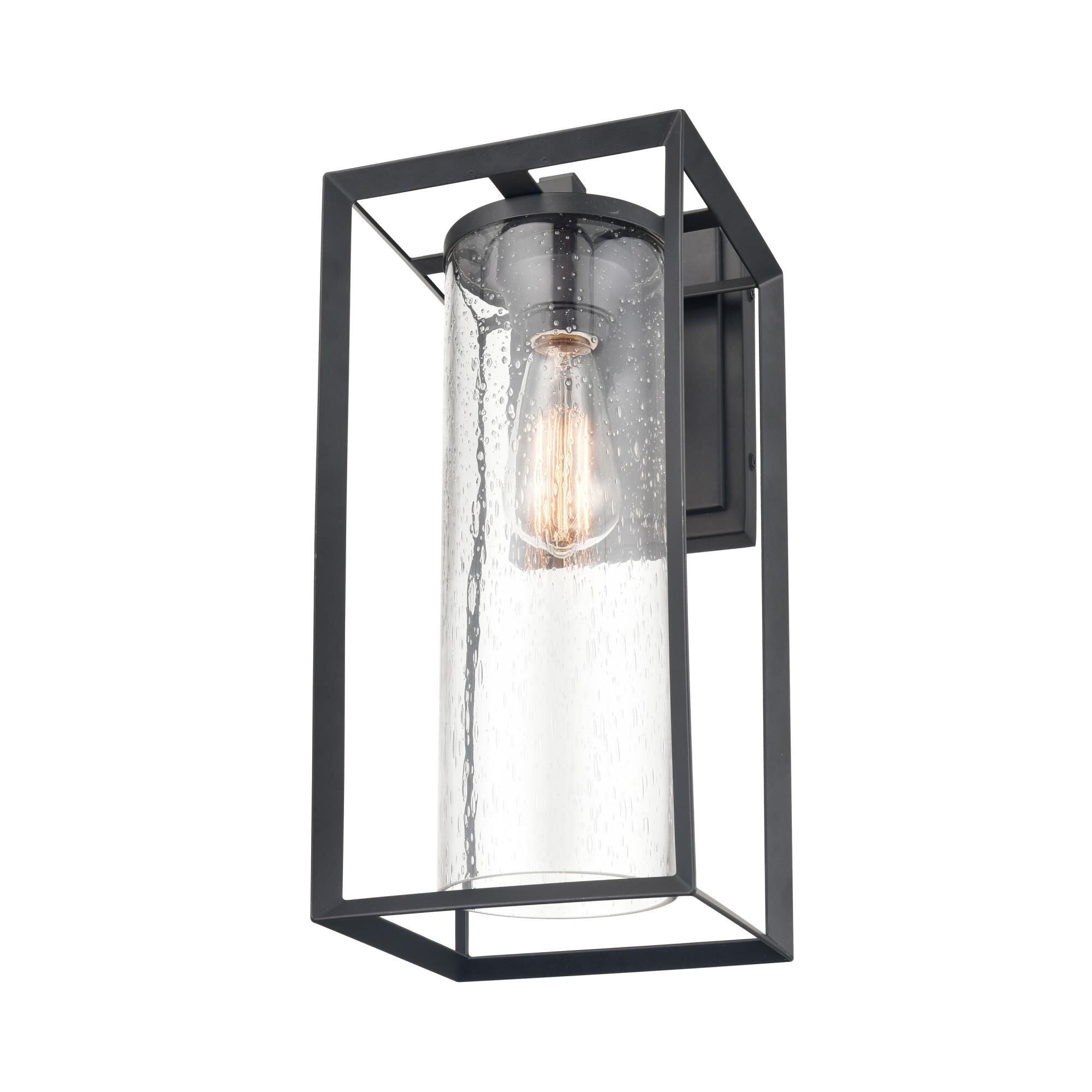 Shown in Powder Coat Black finish and Clear Seeded glass