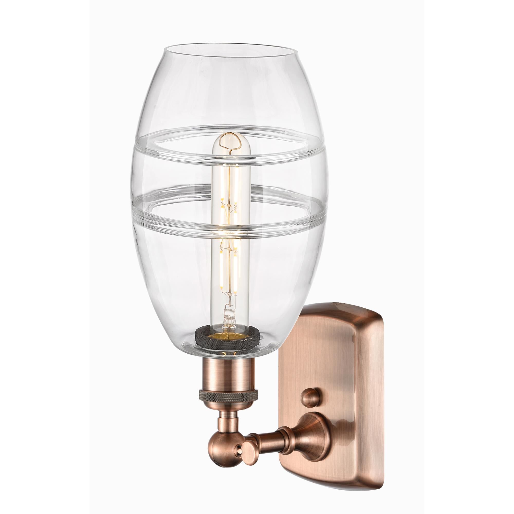 Shown in Antique Copper finish and Clear glass