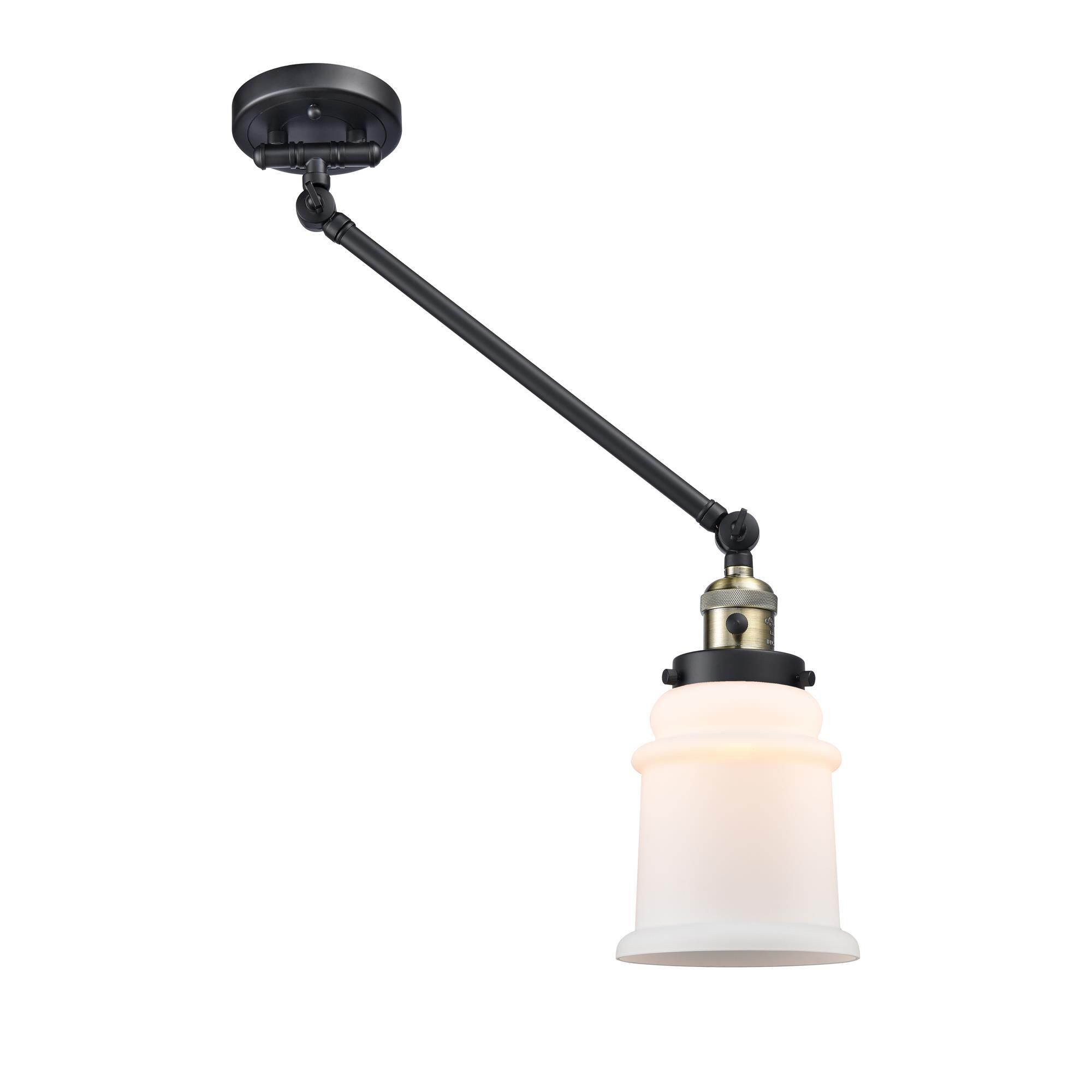 Shown in Black Antique Brass finish and Matte White - Bell glass