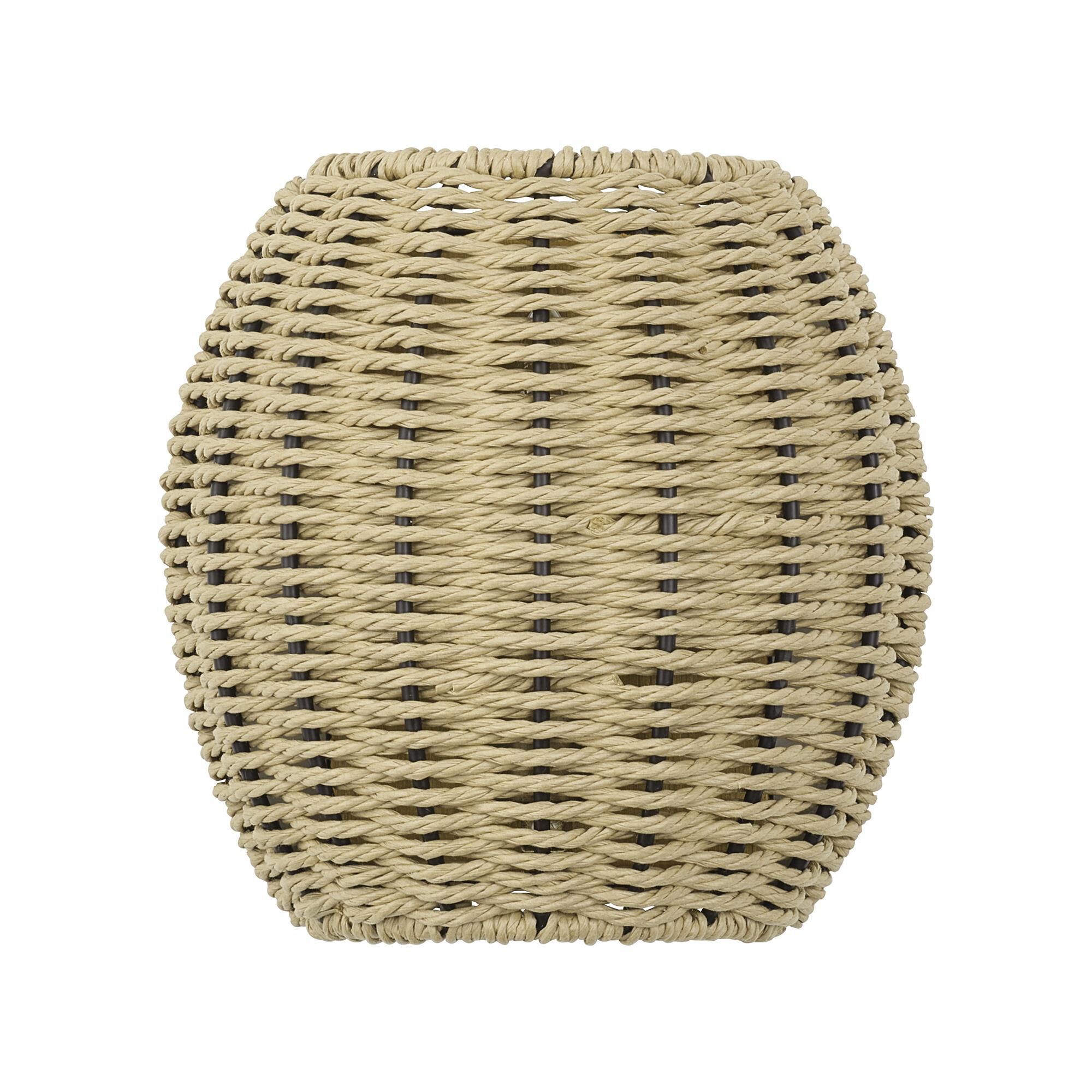 Shown in Antique Gold Leaf finish and Hand-Woven French Beige Paper Rope shade