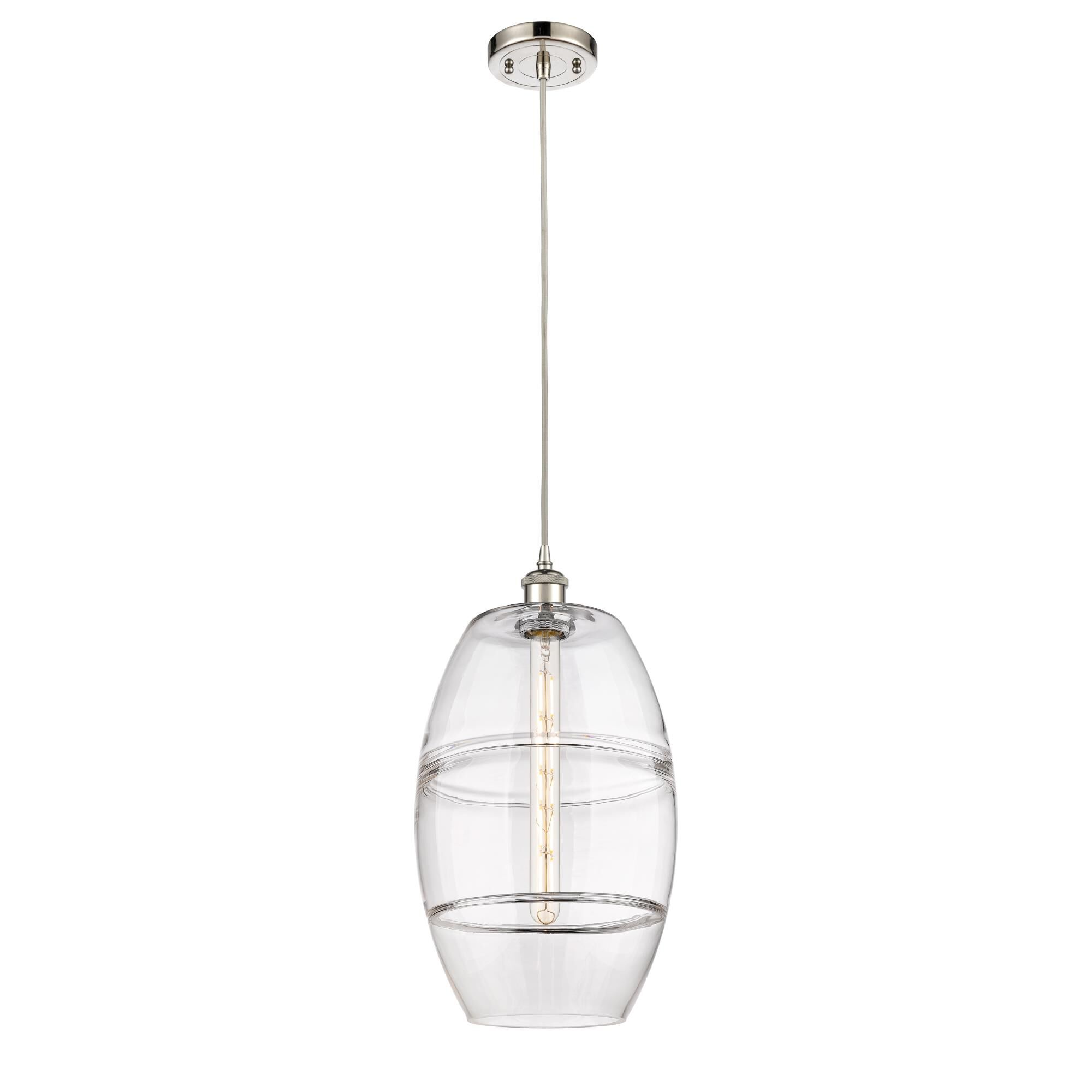 Shown in Polished Nickel finish and Clear glass