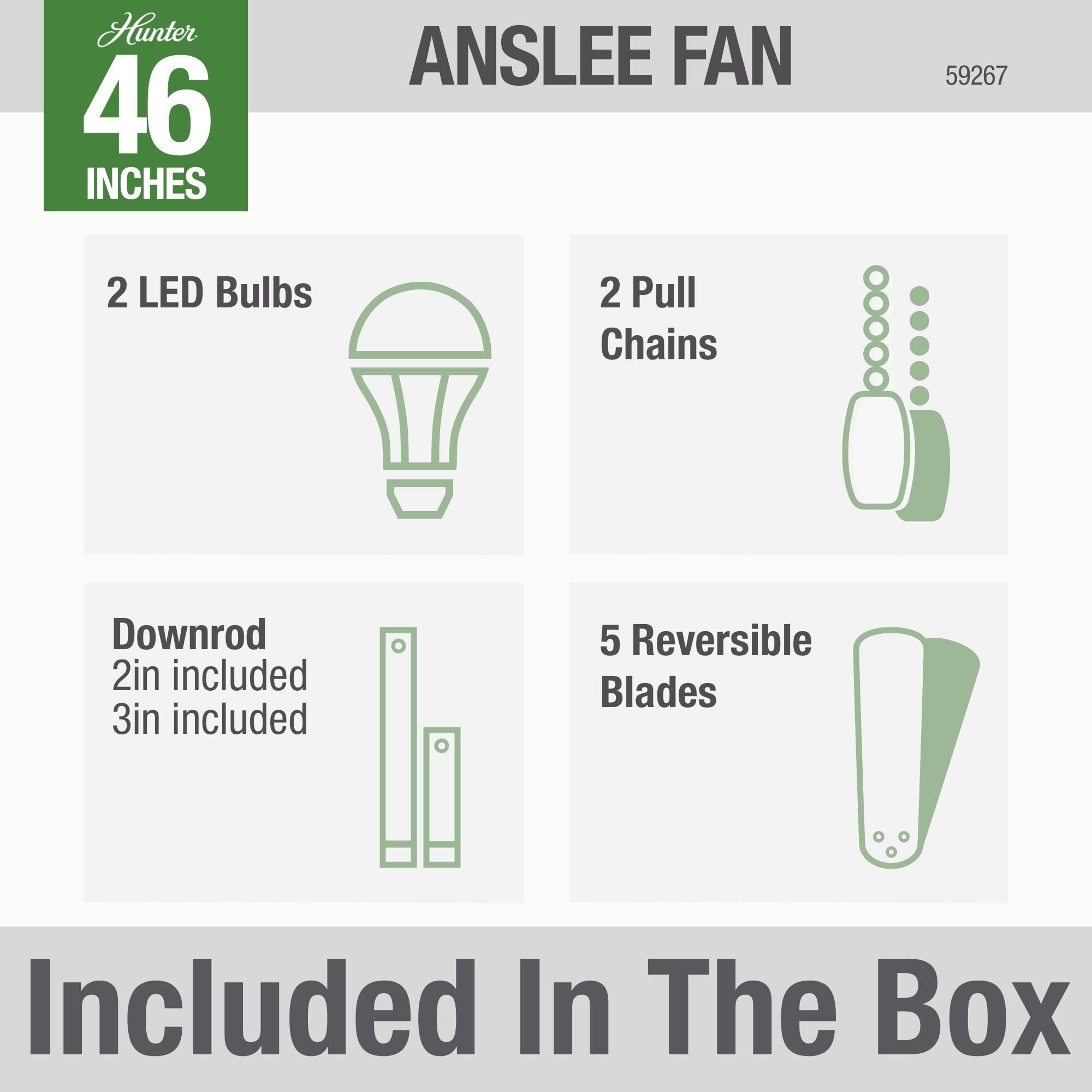 Anslee 46 Inch Ceiling Fan with Light Kit by Hunter Fan