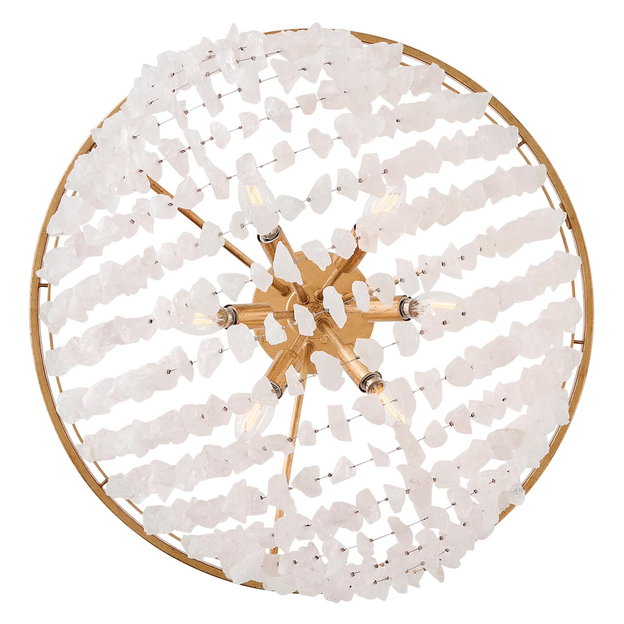 Shown in Distressed Brass finish and Rock Crystal glass