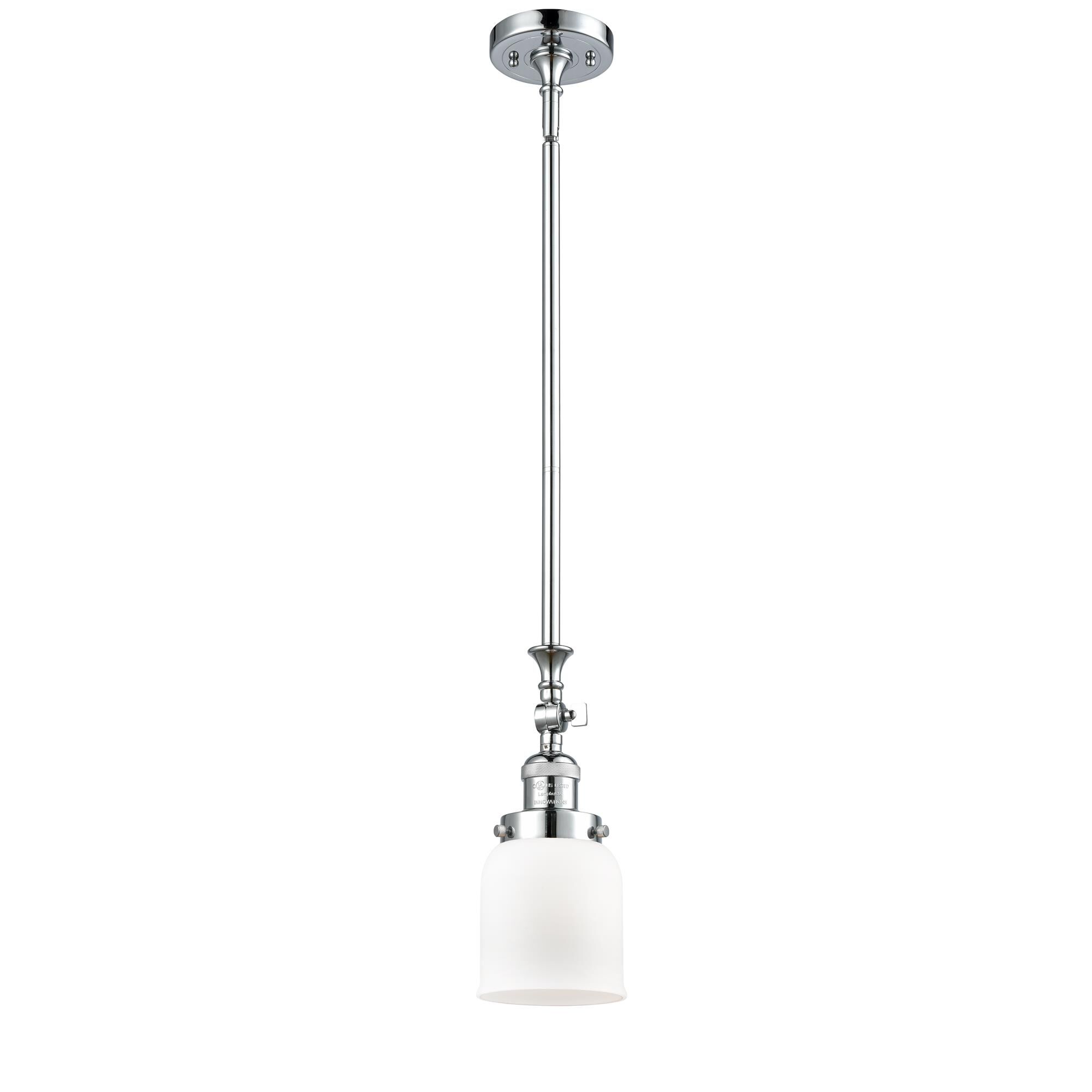 Shown in Polished Chrome finish and Matte White Cased Small Bell glass