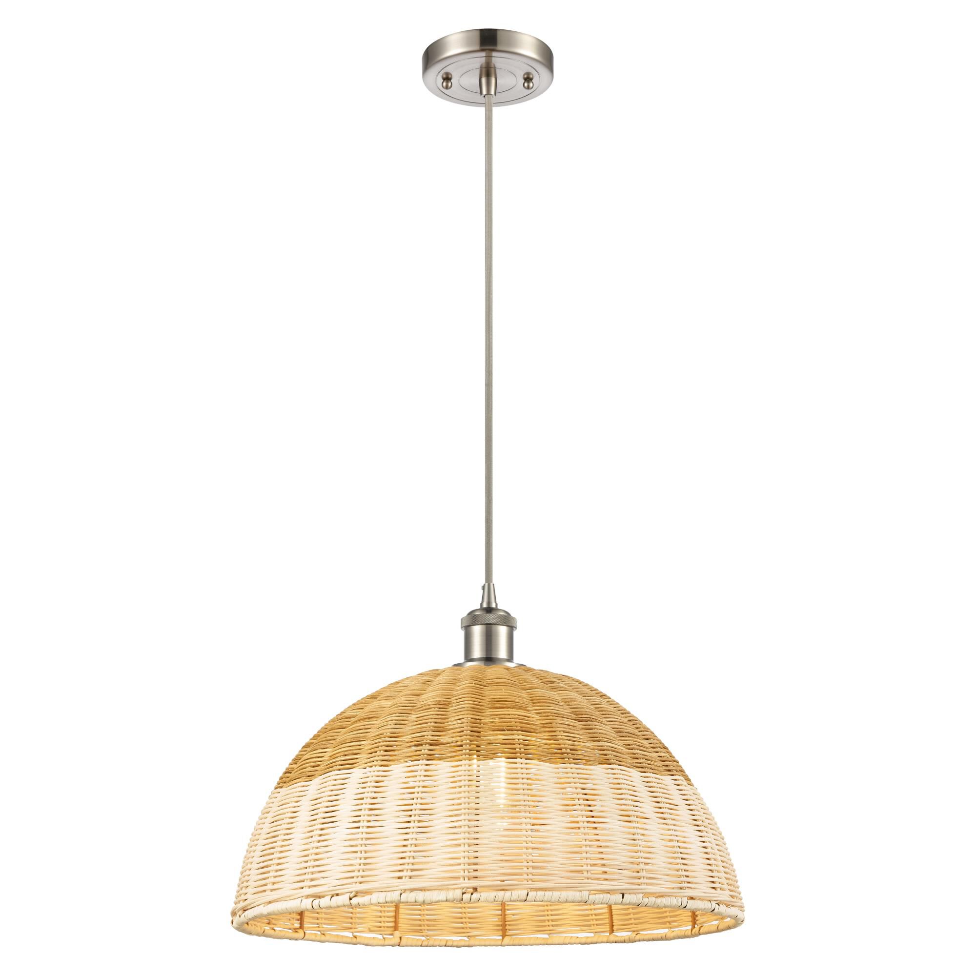 Shown in Brushed Satin Nickel finish and Natural shade