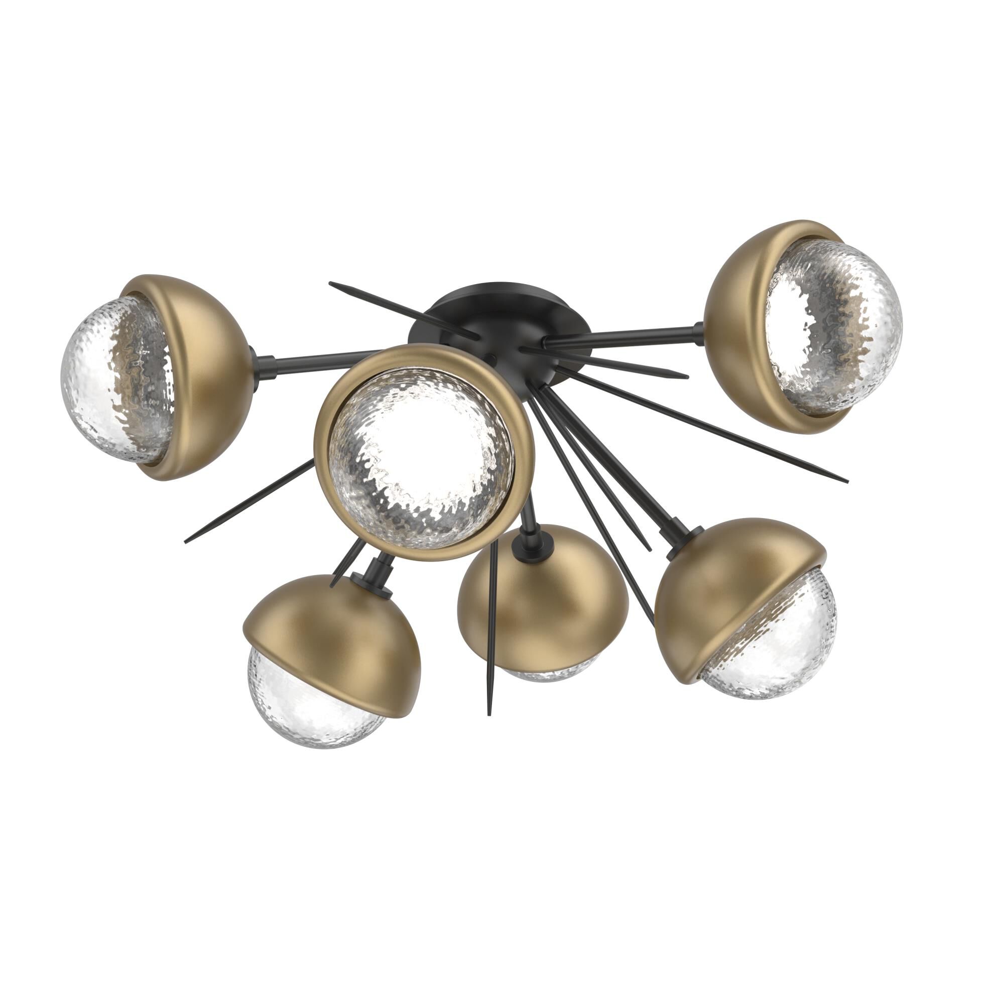Shown in Matte Black finish and Clear glass and Gilded Brass accent