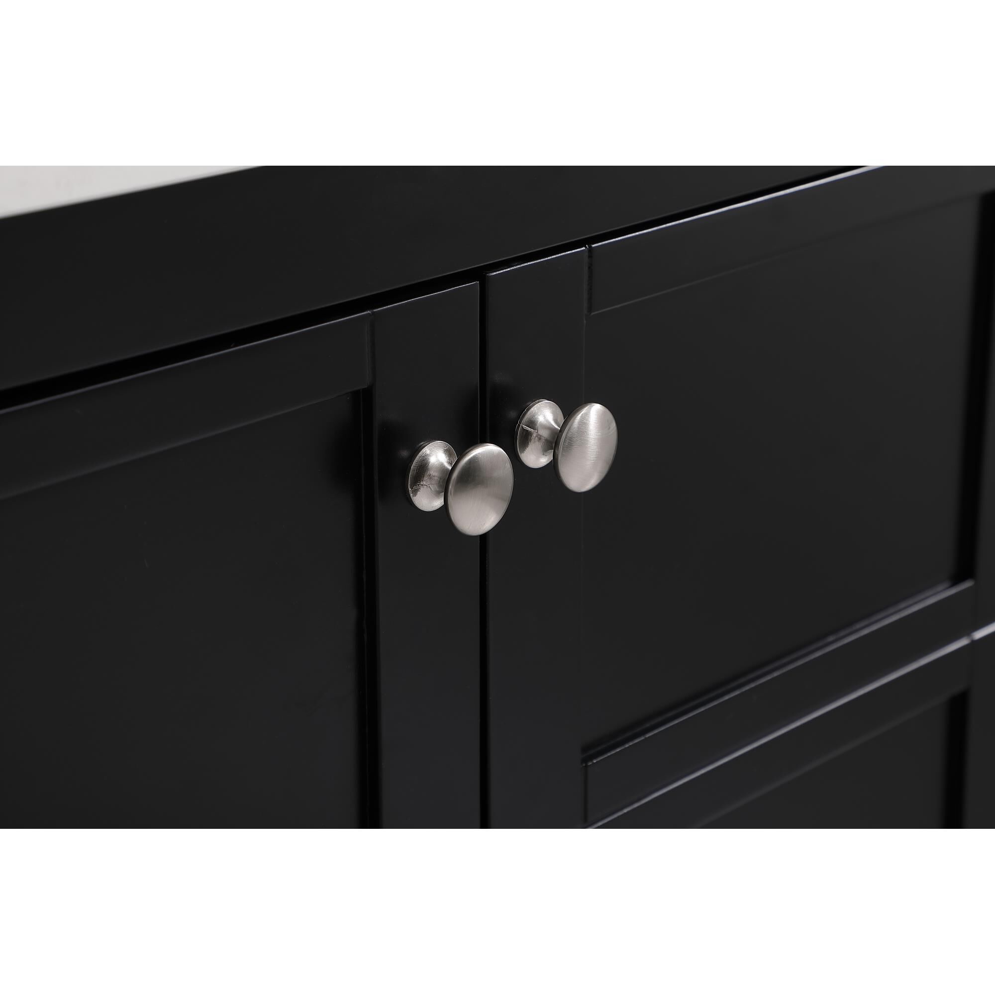Shown in Black And Brushed Nickel With Carrara White Marble finish