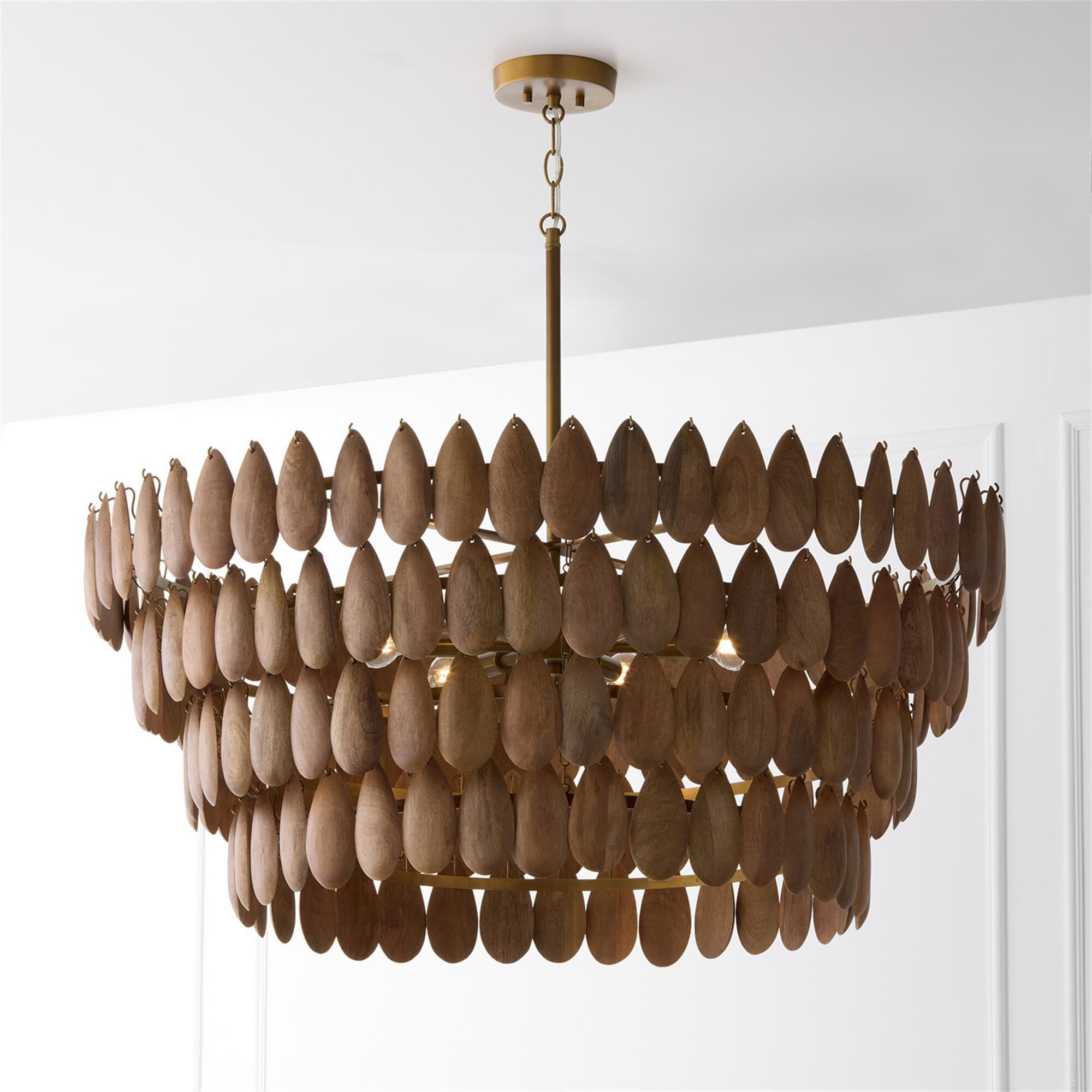 Shown in Light Wood And Patinaed Brass finish